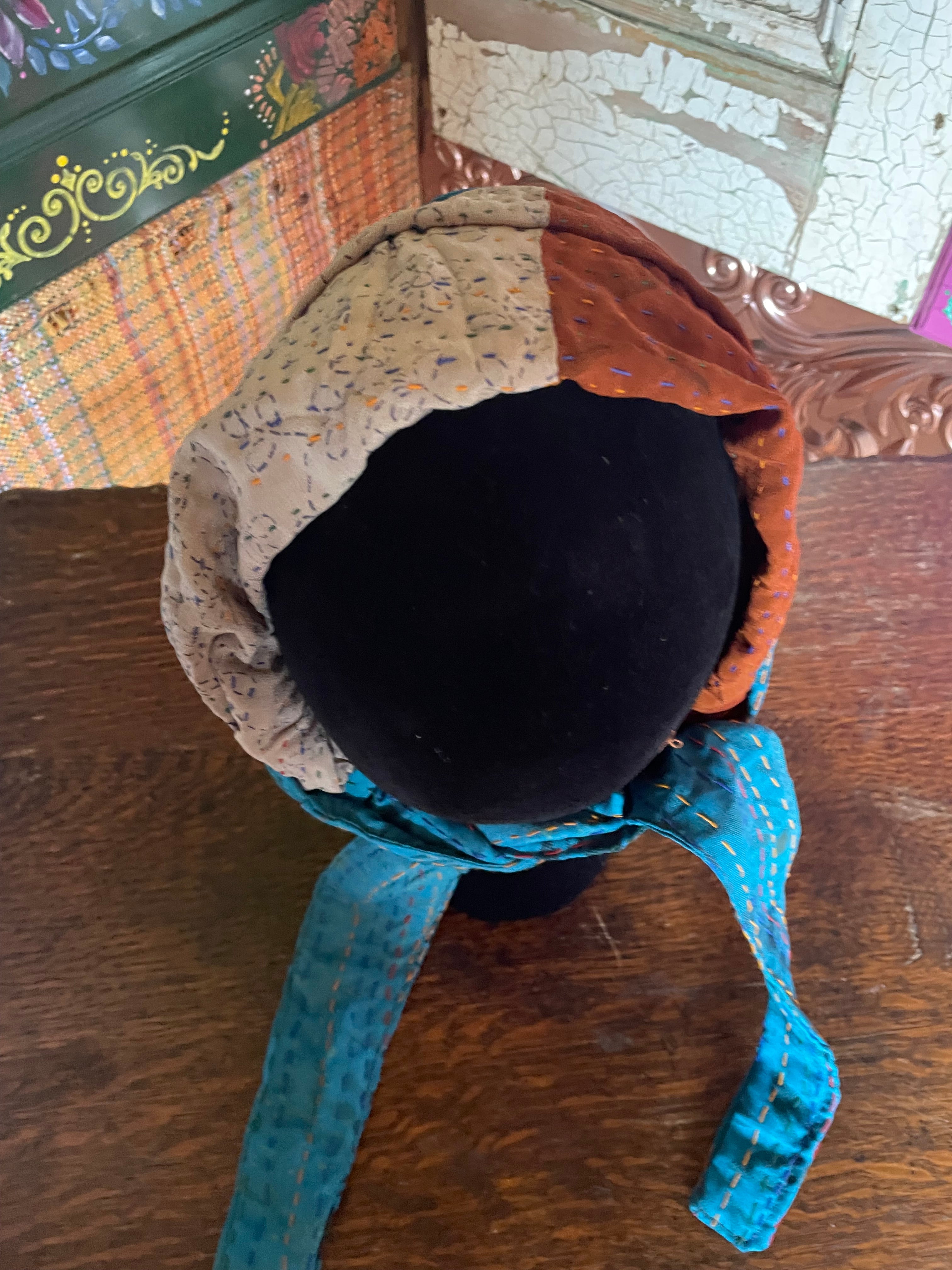 Silk kantha Head Scarf -Reversable