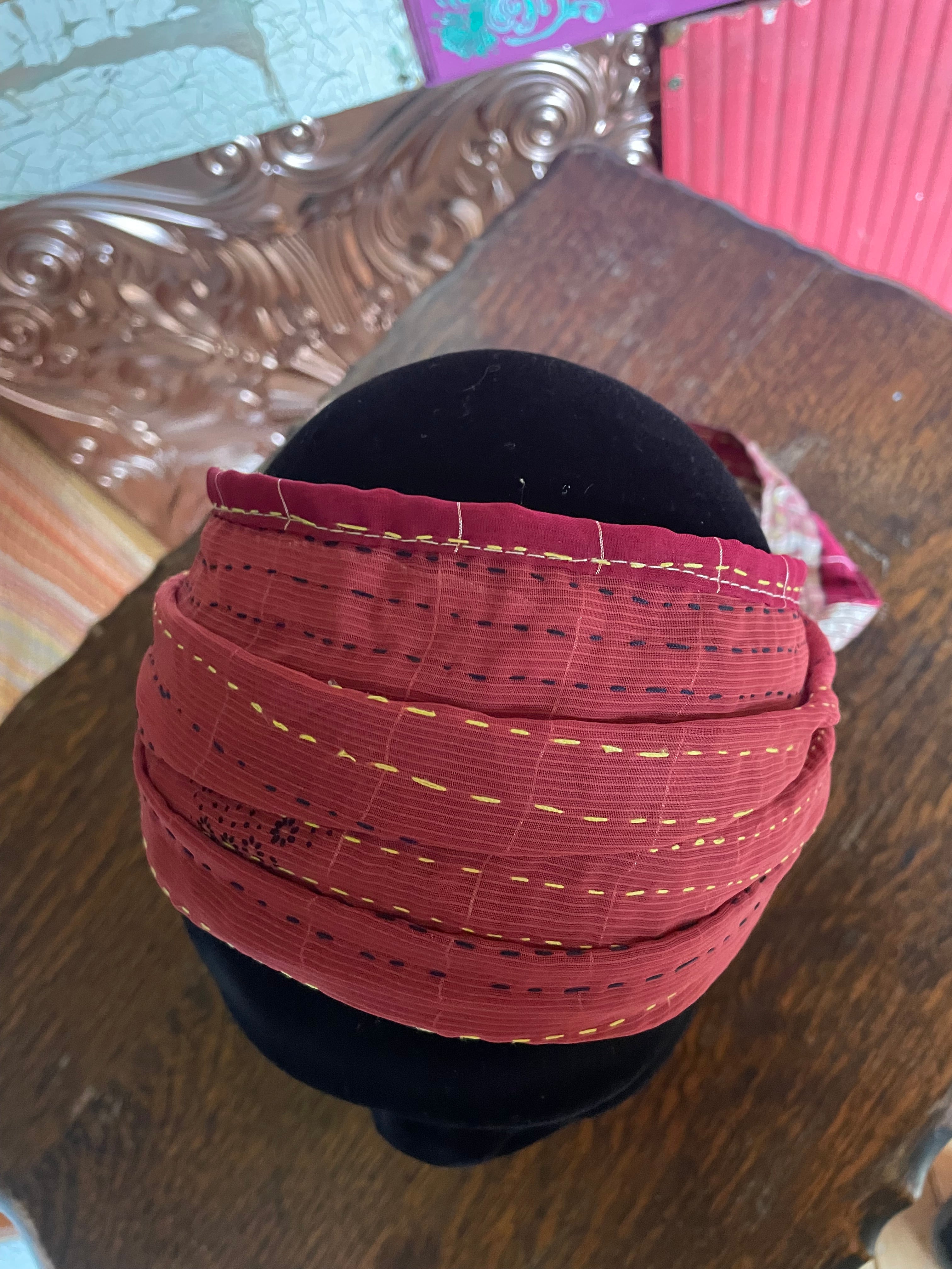 Silk kantha Head Scarf -Reversable