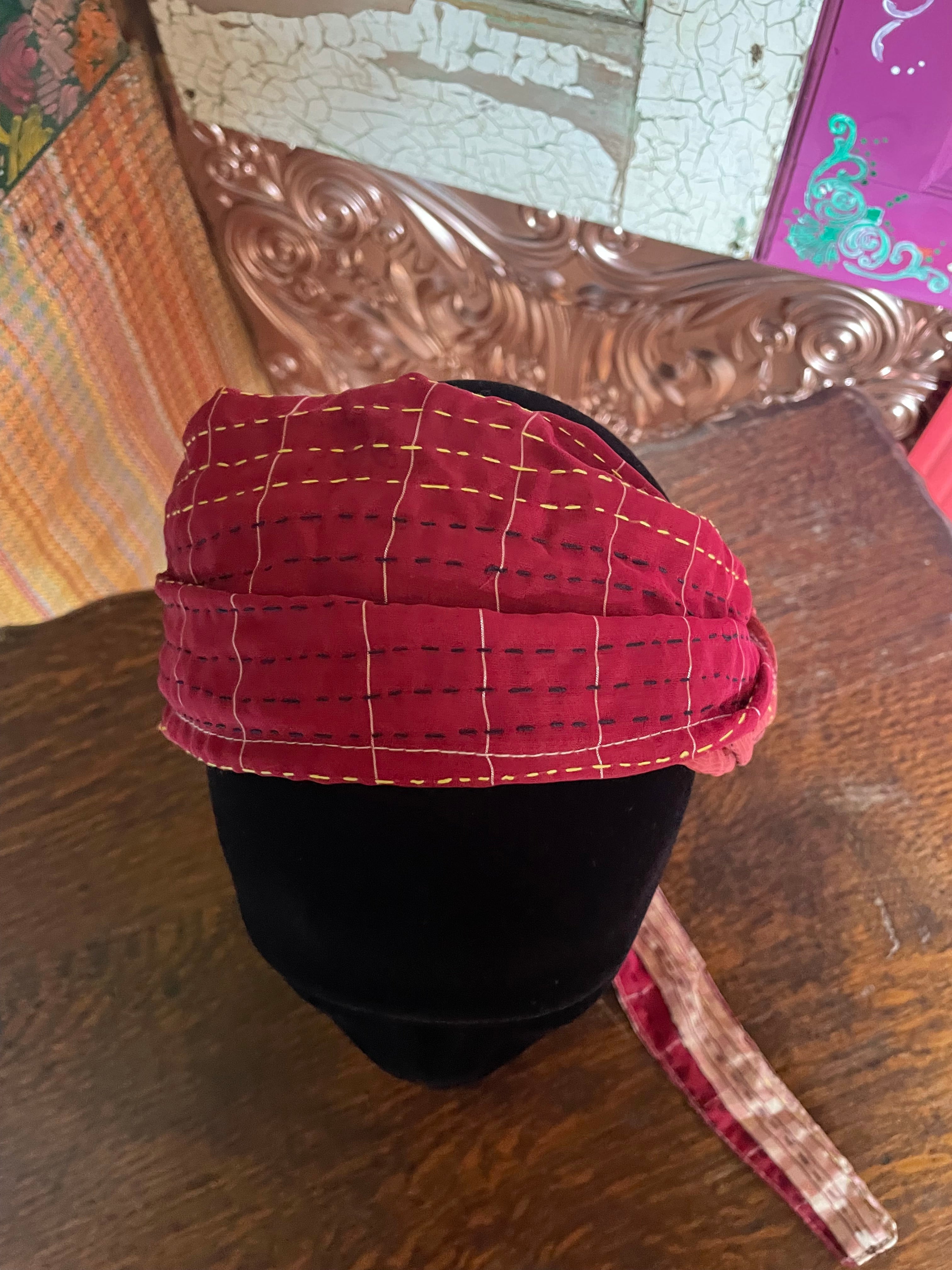 Silk kantha Head Scarf -Reversable