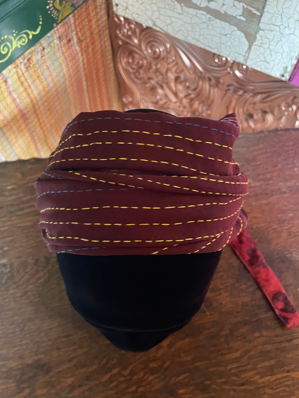 Silk kantha Head Scarf -Reversable