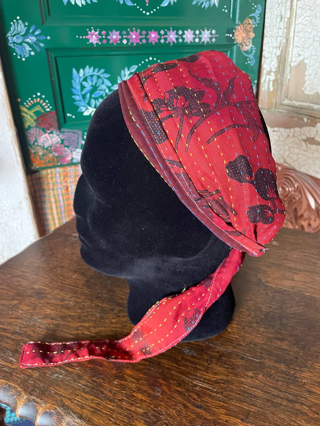 Silk kantha Head Scarf -Reversable
