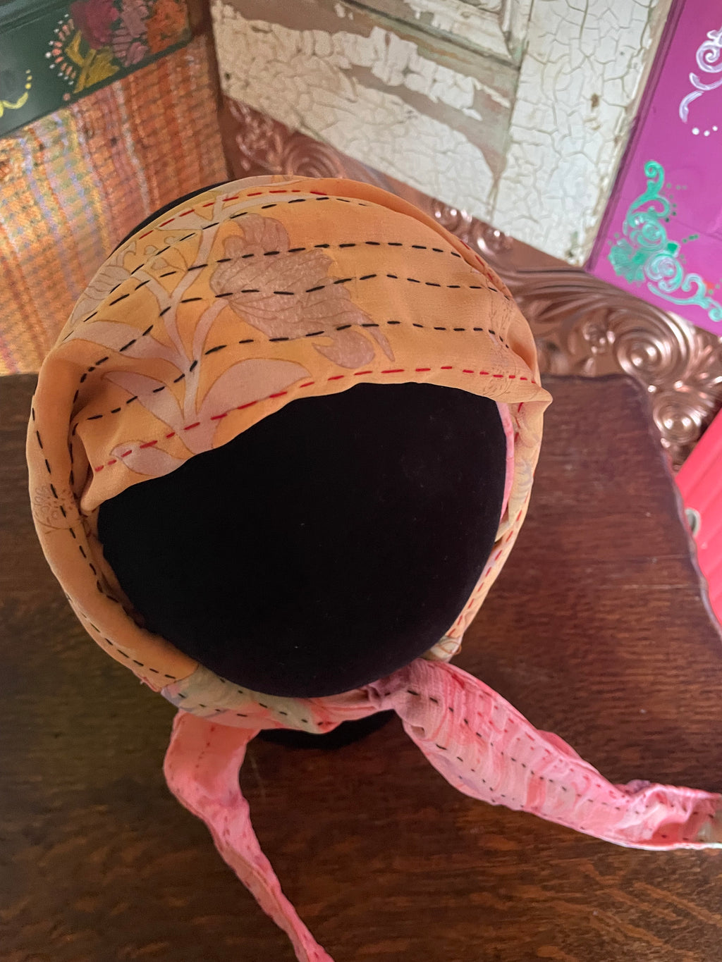 Silk kantha Head Scarf -Reversable