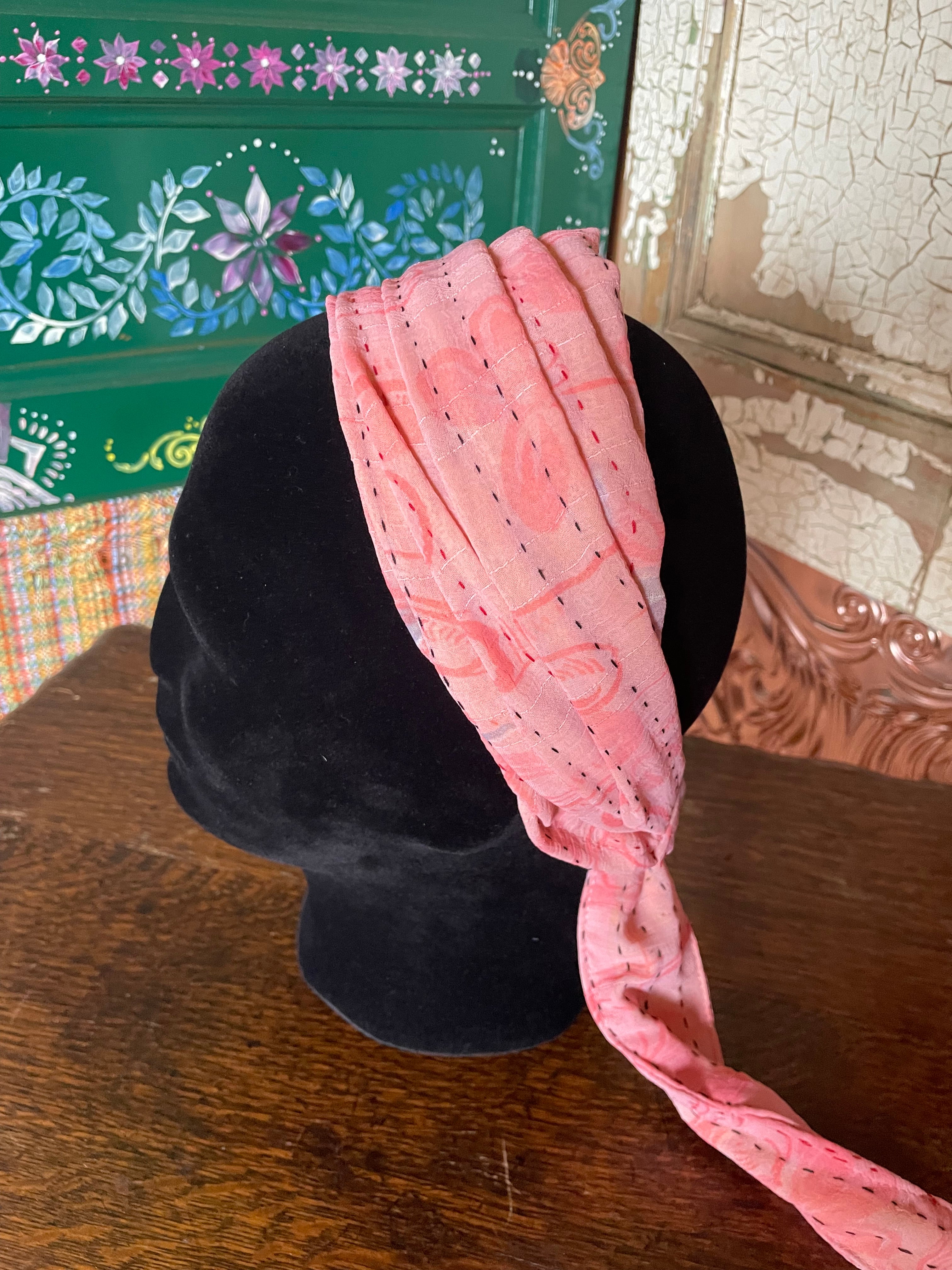 Silk kantha Head Scarf -Reversable