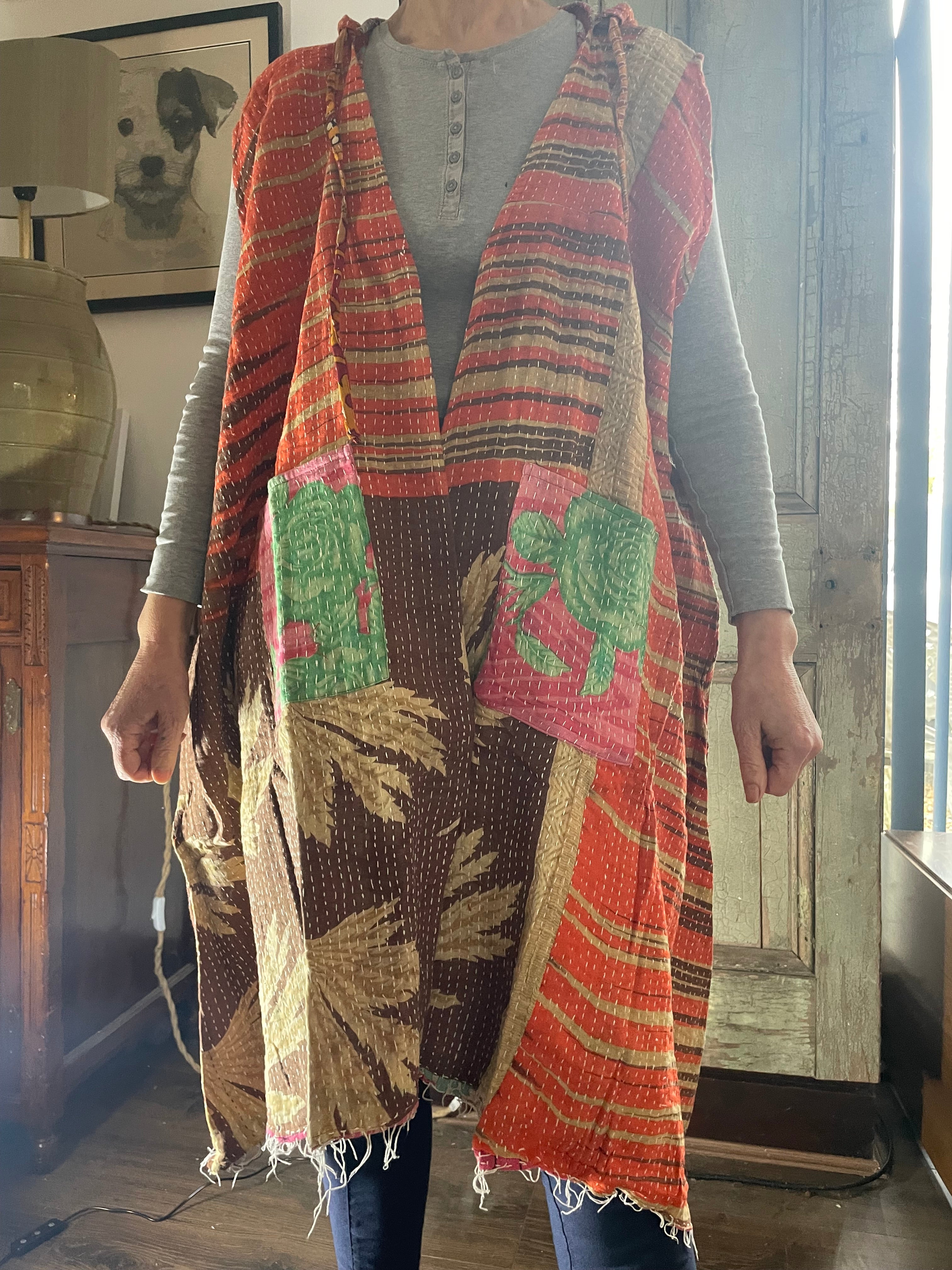 Kantha Hooded Kimono Wrap