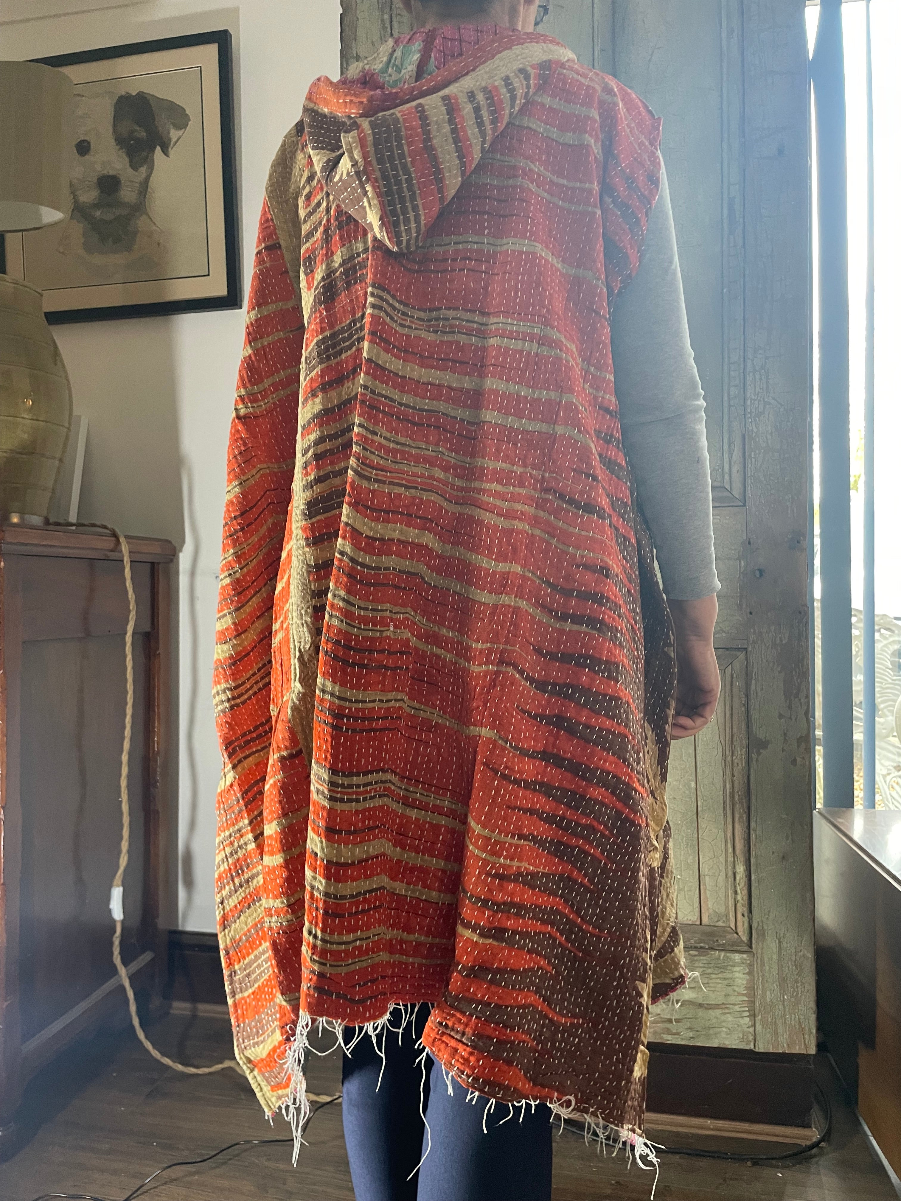Kantha Hooded Kimono Wrap