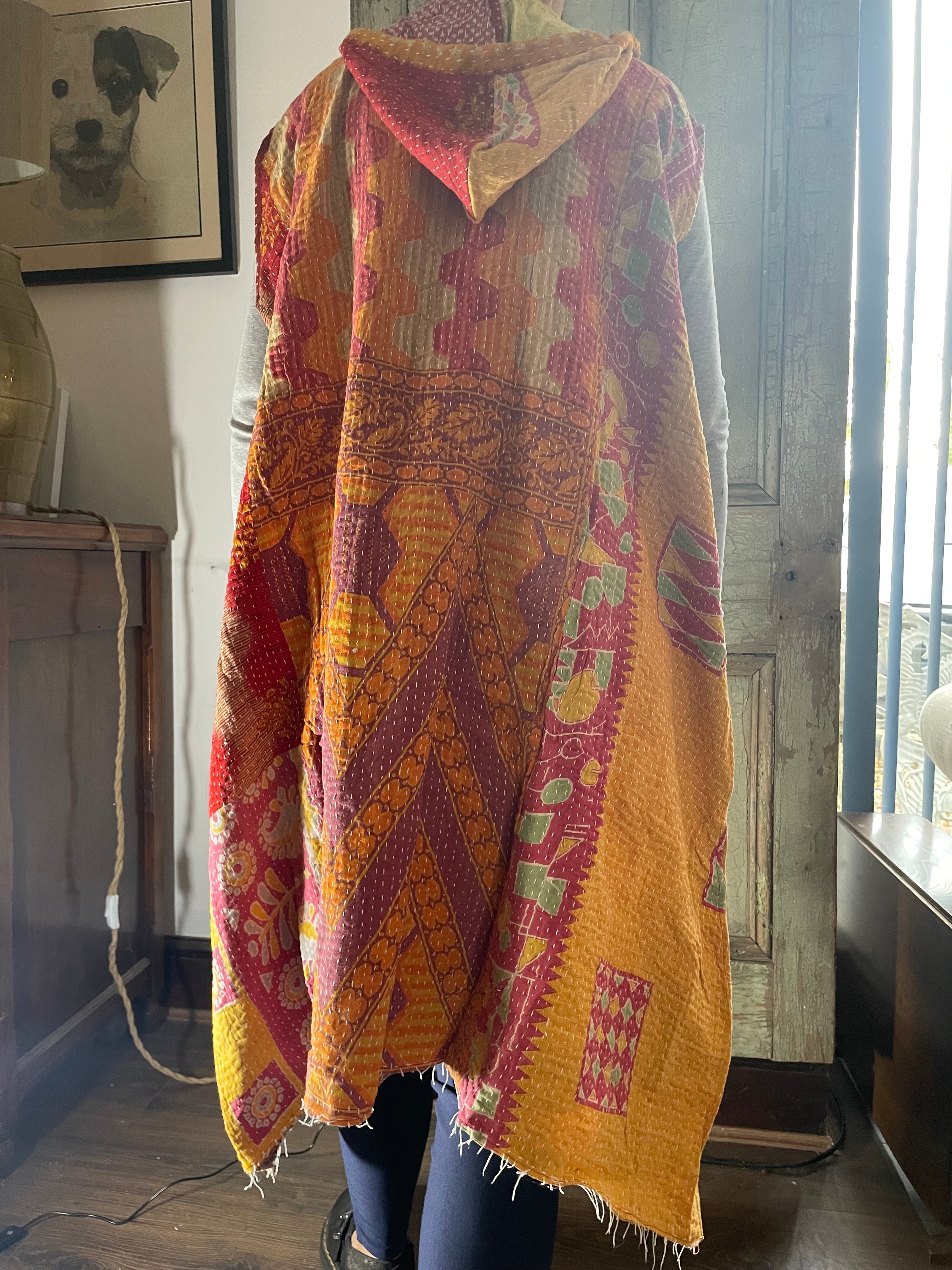 Kantha Hooded Kimono Wrap