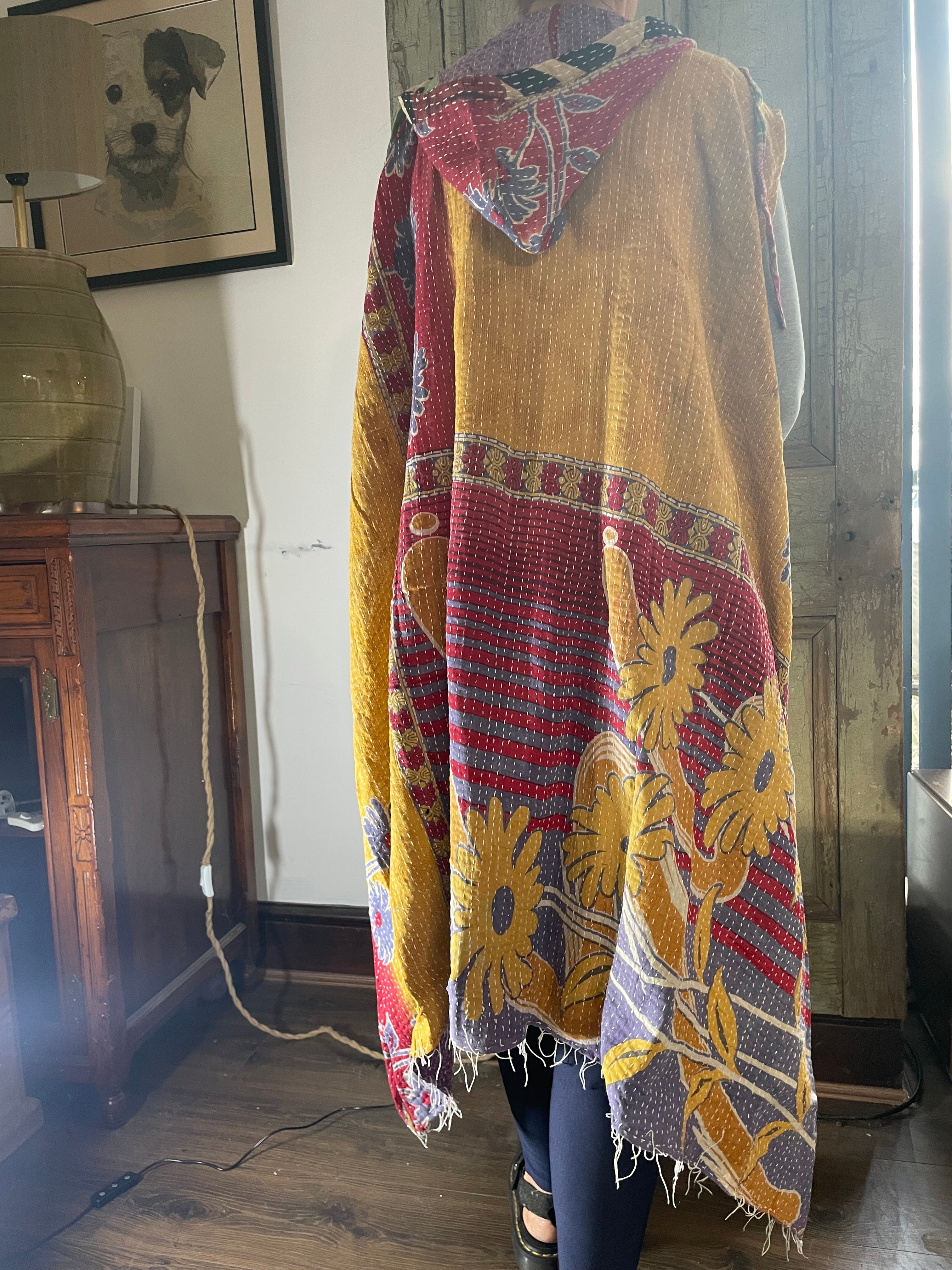 Kantha Hooded Kimono Wrap
