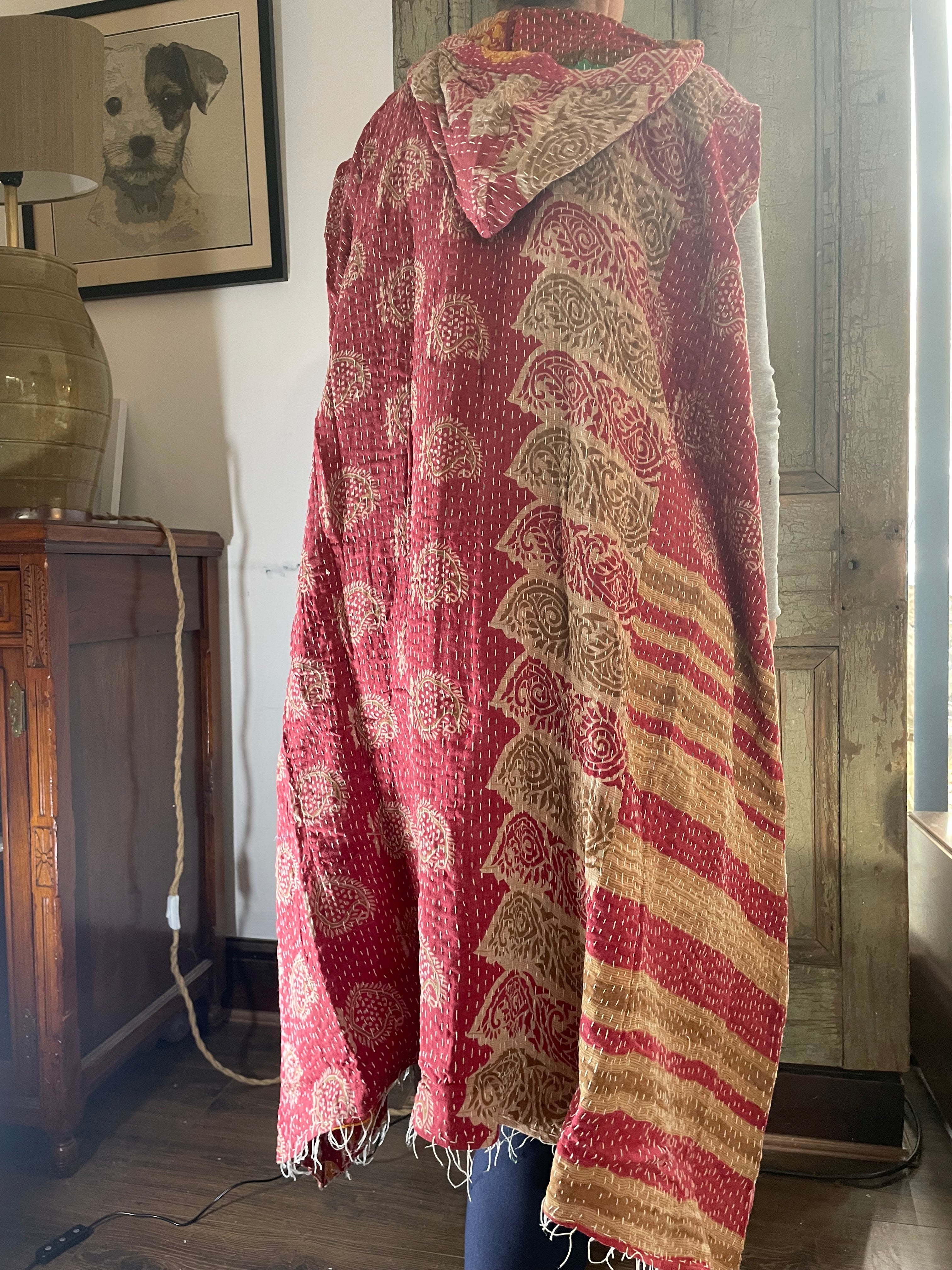 Kantha Hooded Kimono Wrap