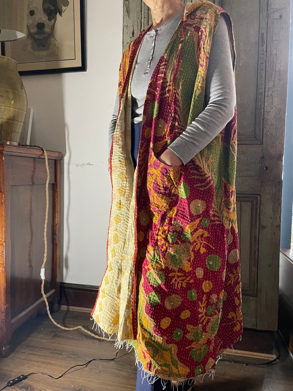 Kantha Hooded Kimono Wrap