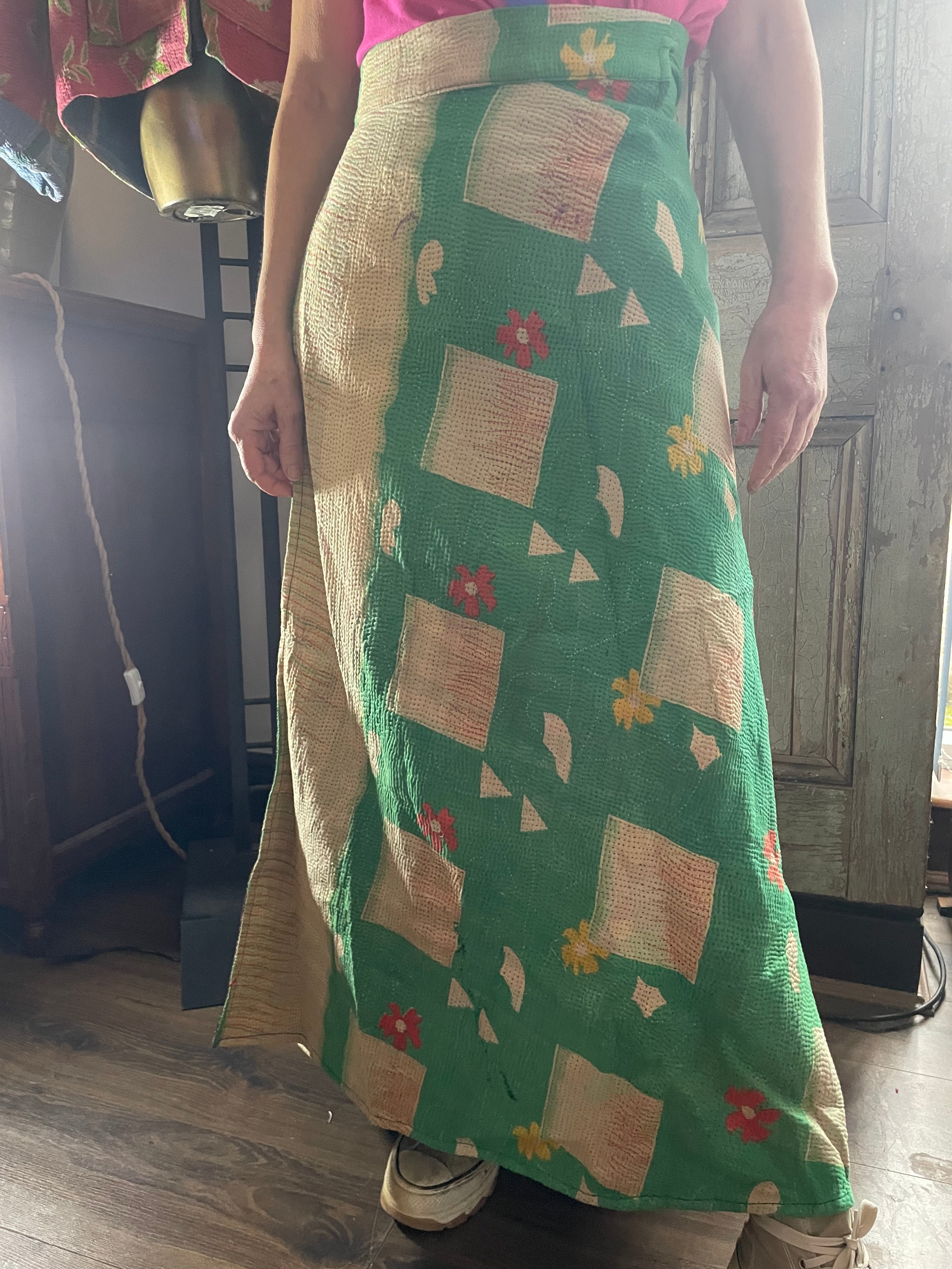 Kantha Reversible Wrap Around Skirts (Size 8-12)