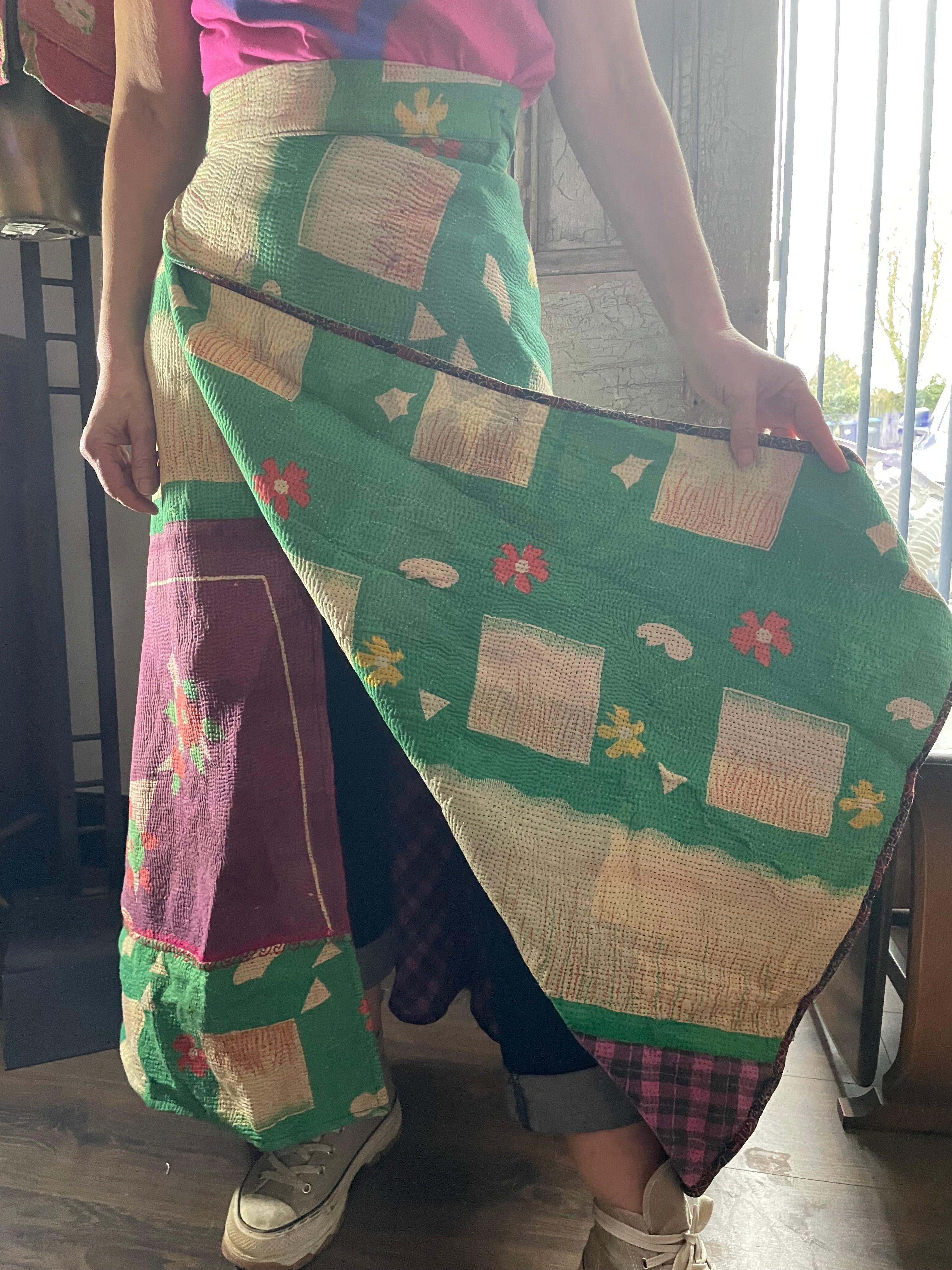 Kantha Reversible Wrap Around Skirts (Size 8-12)