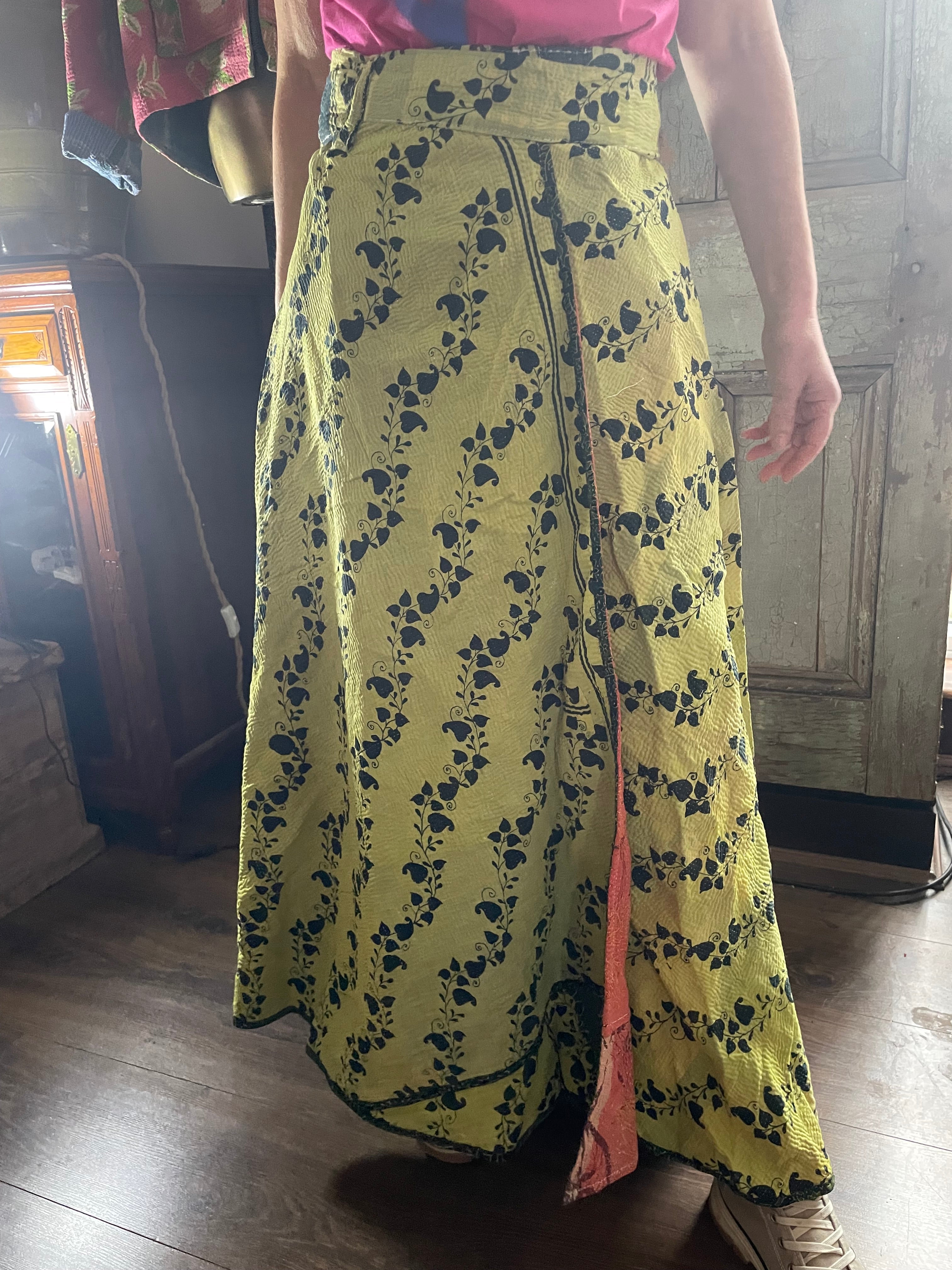 Kantha Reversible Wrap Around Skirts (Size 12-14)