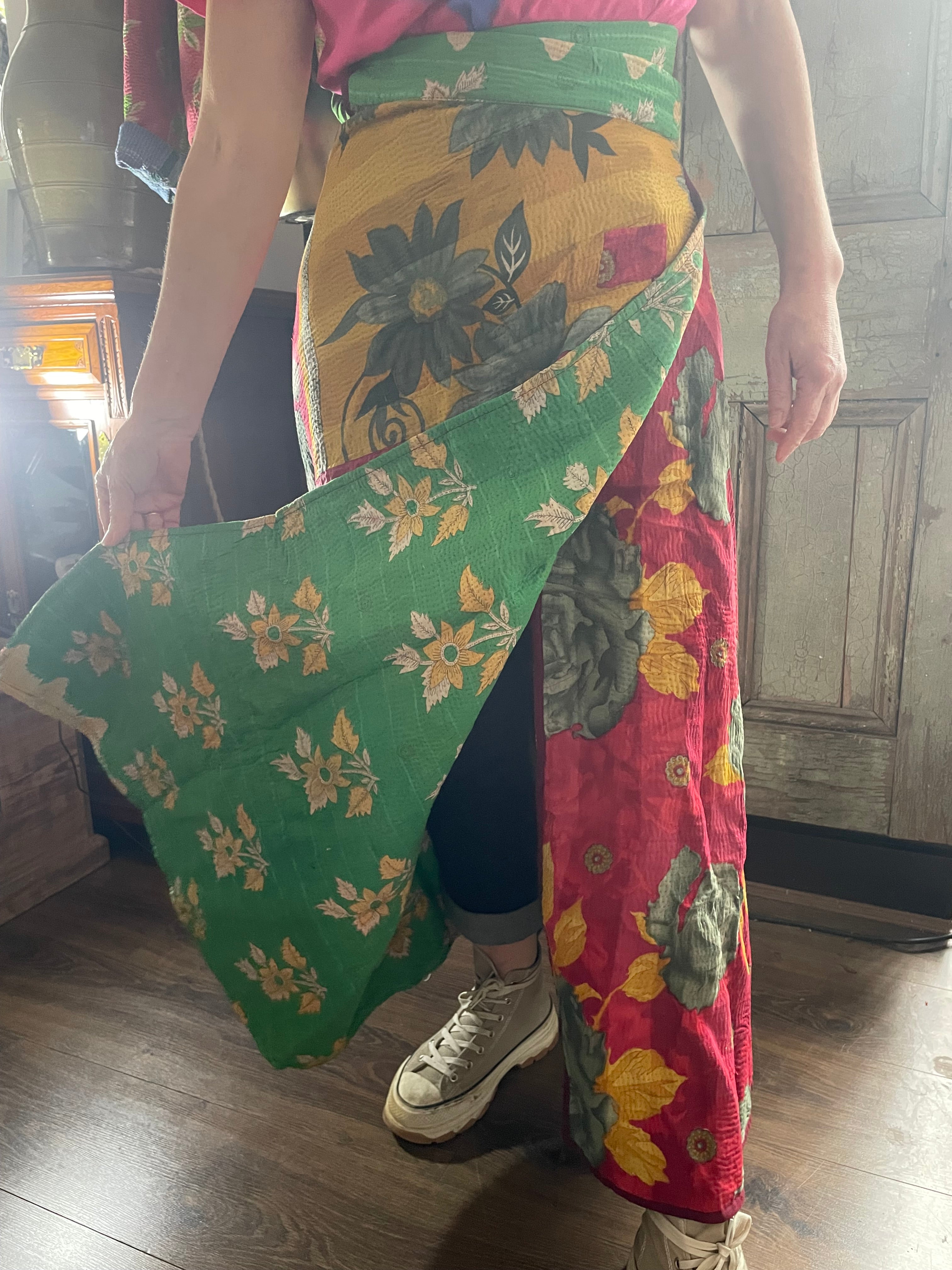 Kantha Reversible Wrap Around Skirts (Size 8-12)