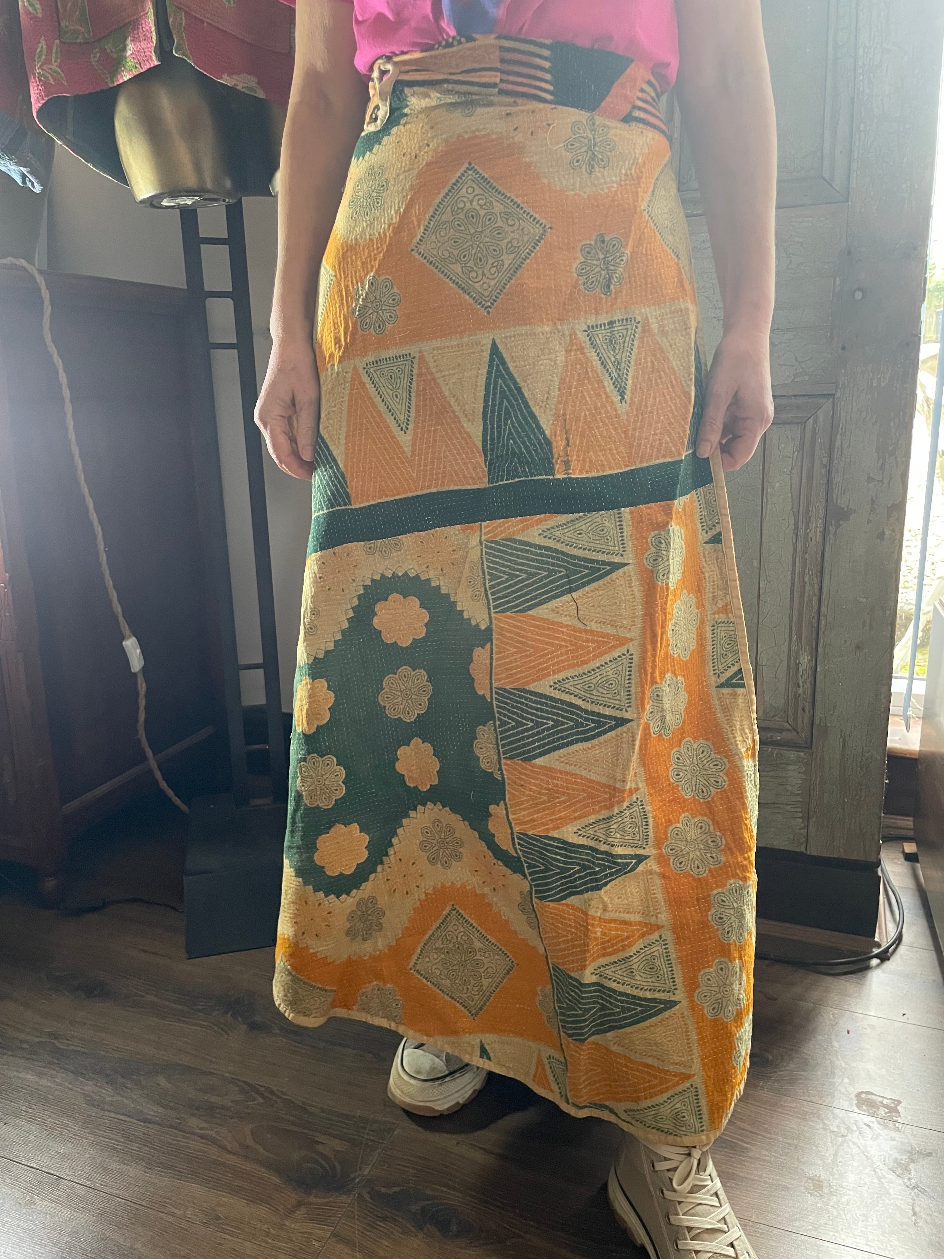 Kantha Reversible Wrap Around Skirts (Size 8-12)