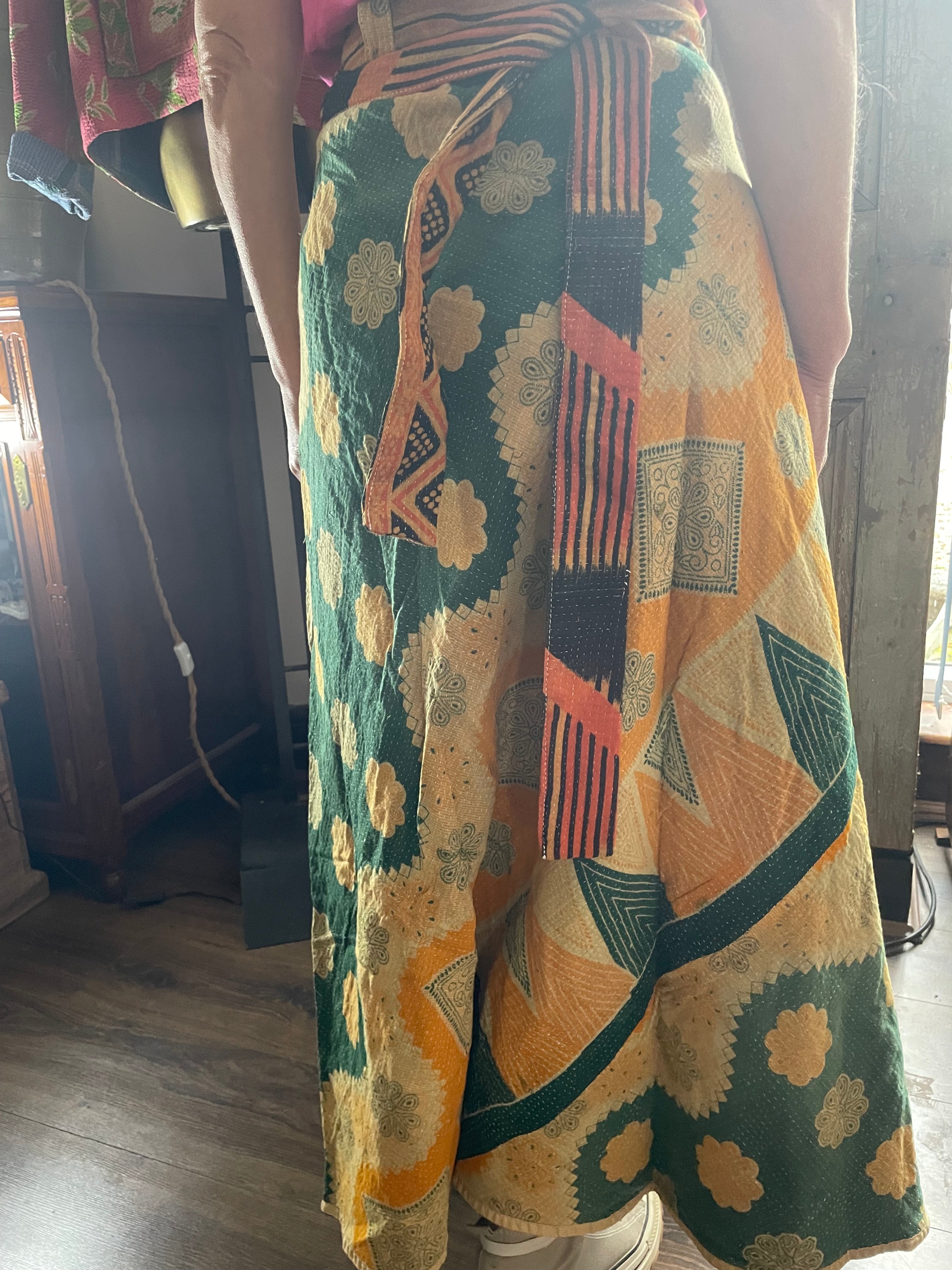 Kantha Reversible Wrap Around Skirts (Size 8-12)