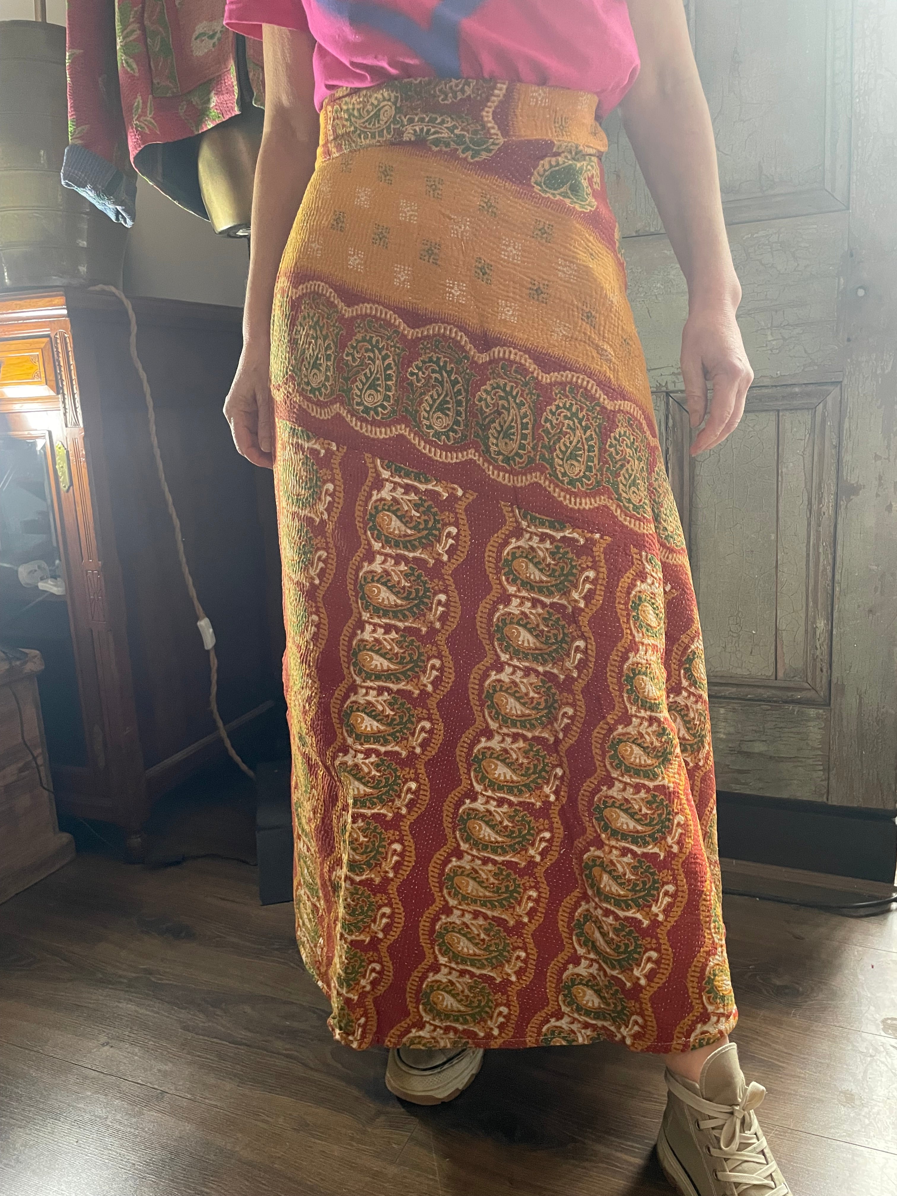 Kantha Reversible Wrap Around Skirts (Size 8-12)