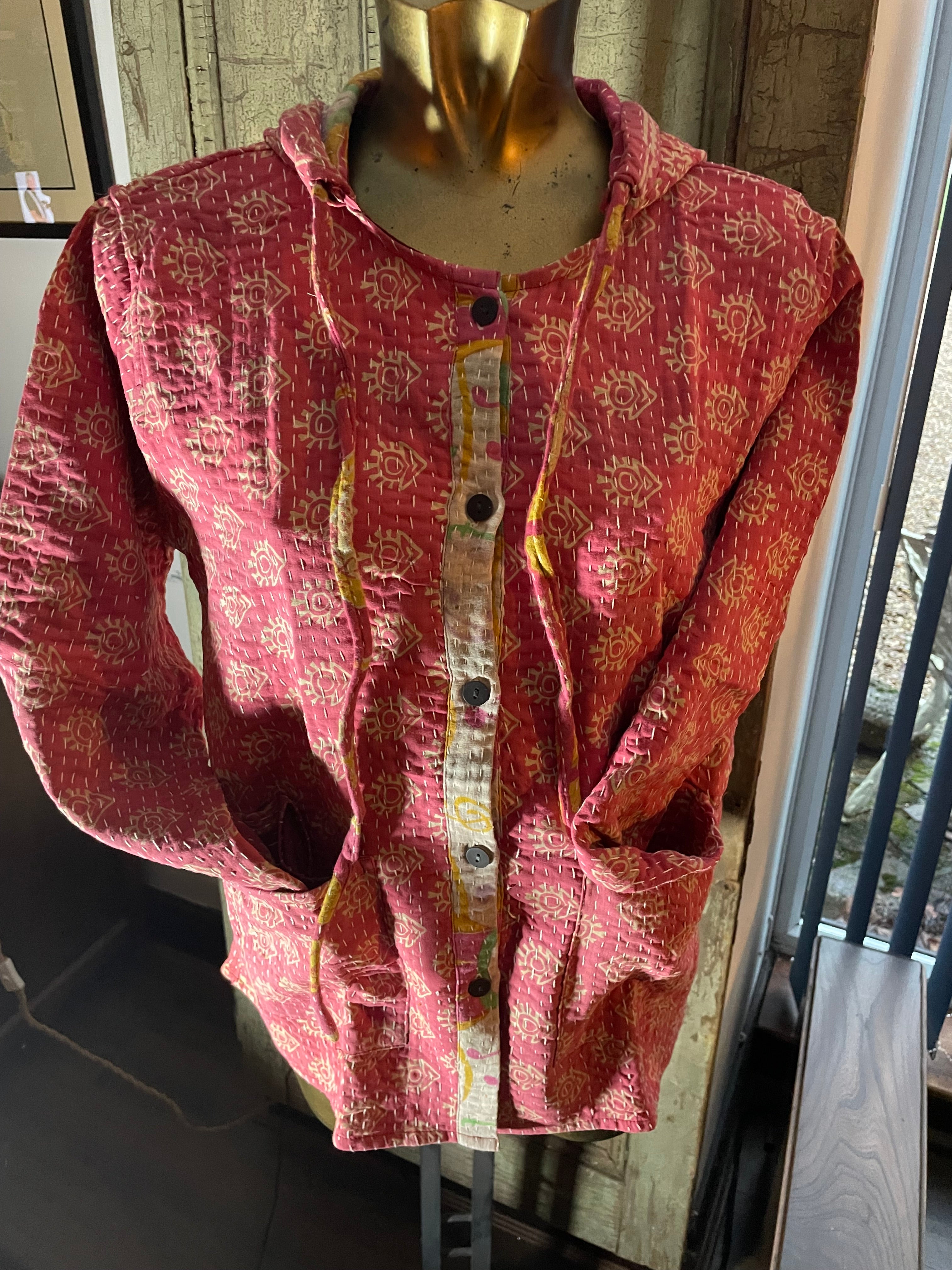 Stitched Buttoned Kantha Jacket UK-M/L