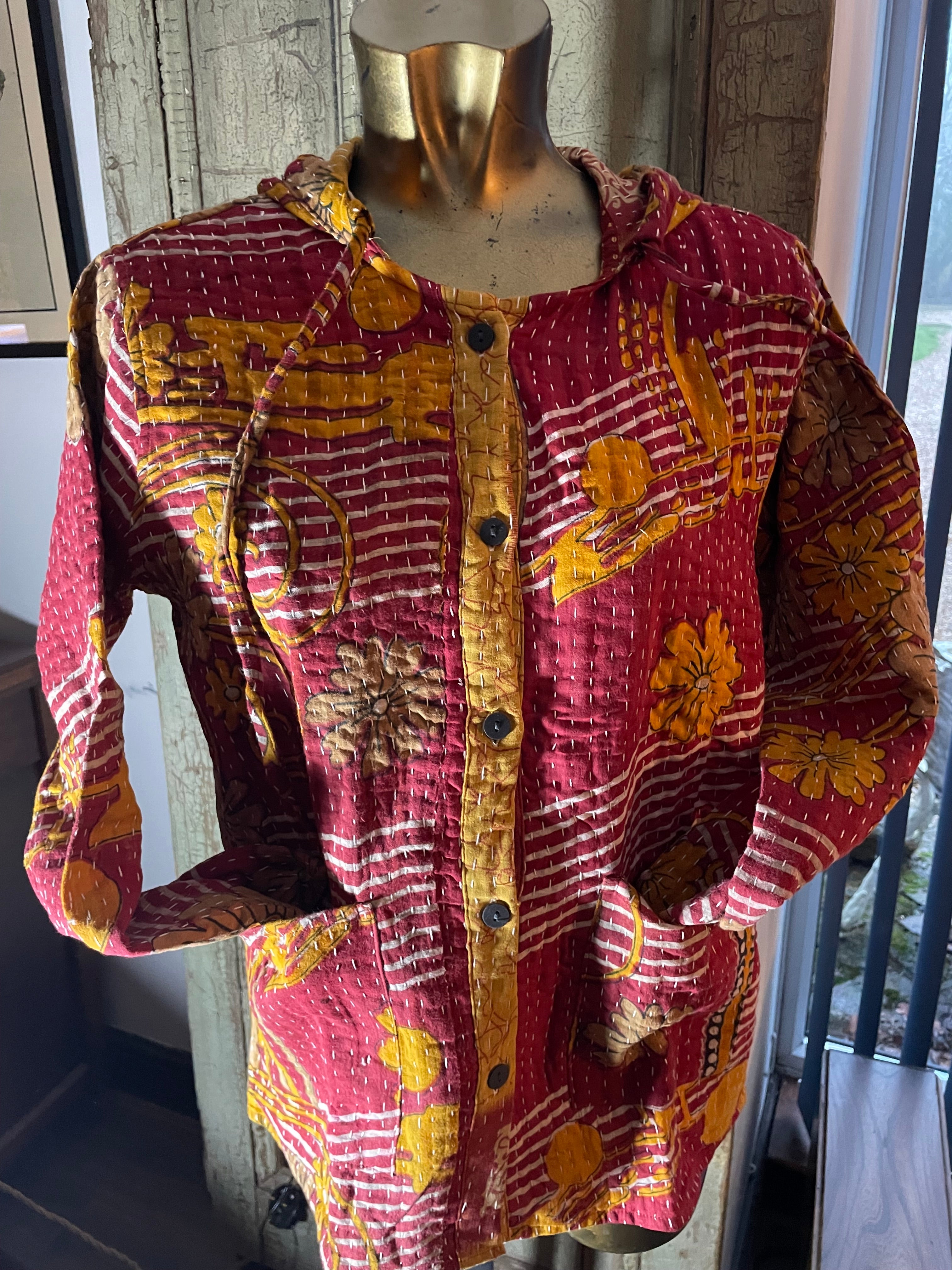 Stitched Buttoned Kantha Jacket UK-S/M