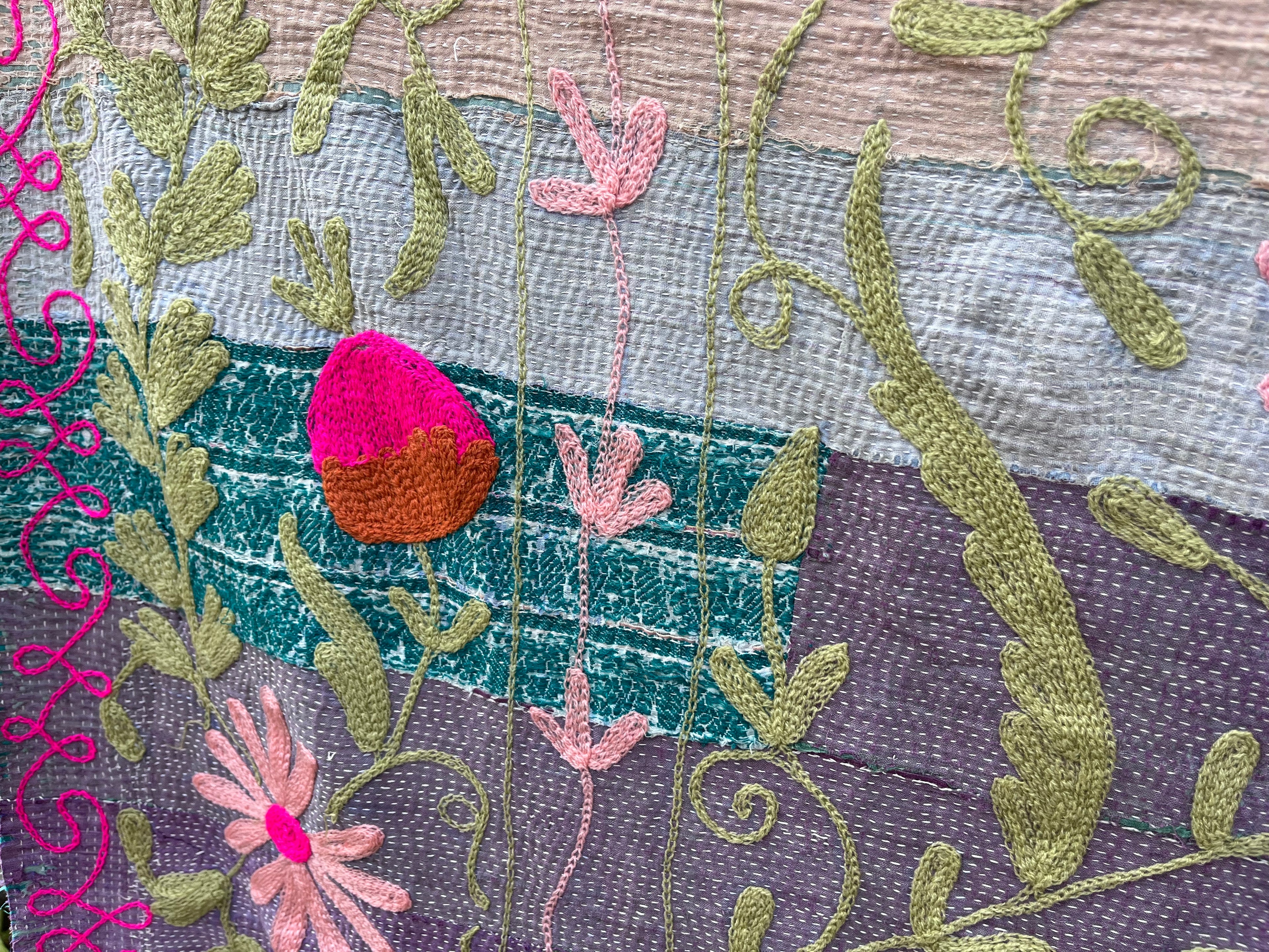 Vintage Suzani Embroidered Blanket