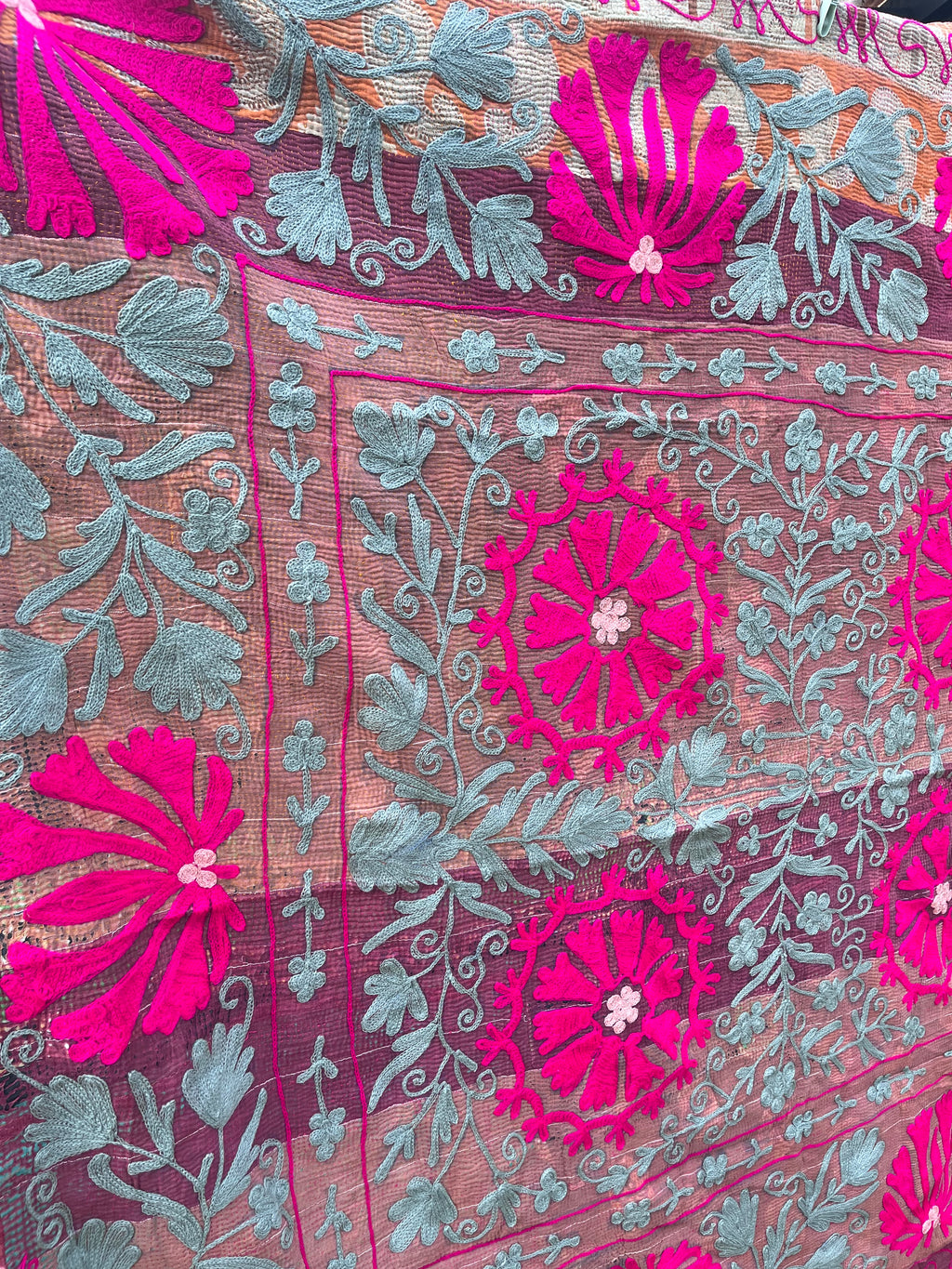 Vintage Suzani Embroidered Blanket