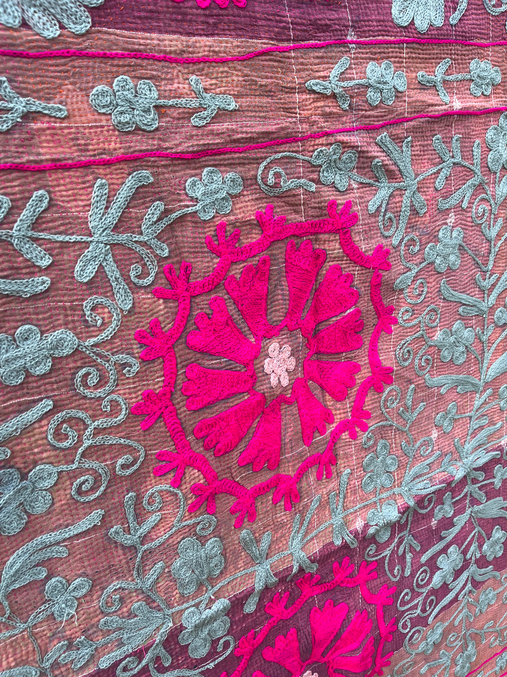 Vintage Suzani Embroidered Blanket