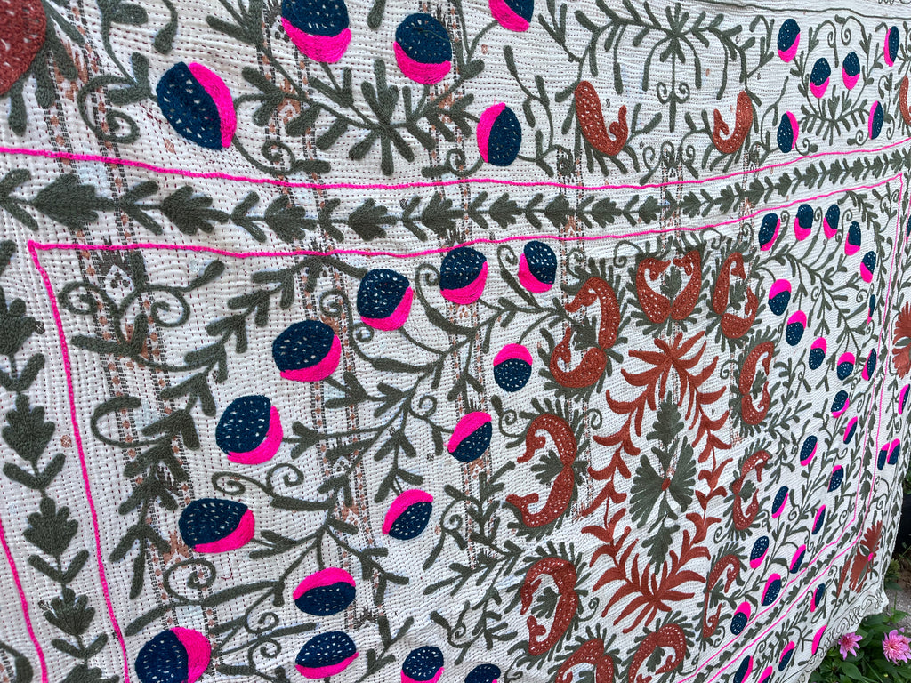 Vintage Suzani Embroidered Blanket