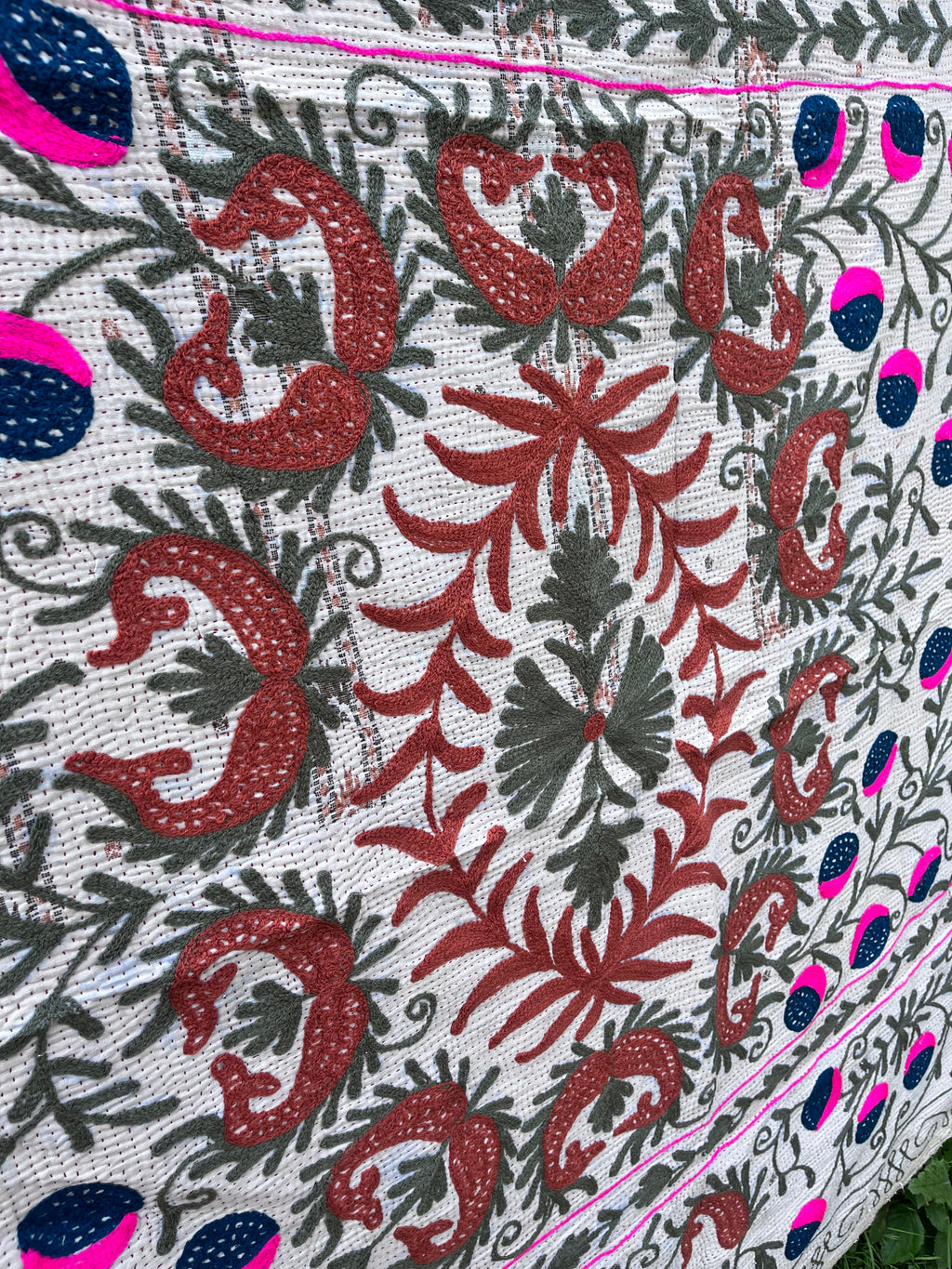 Vintage Suzani Embroidered Blanket