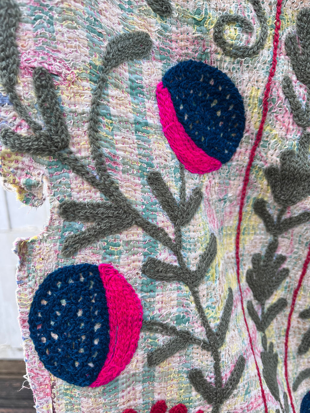 Vintage Suzani Embroidered Blanket