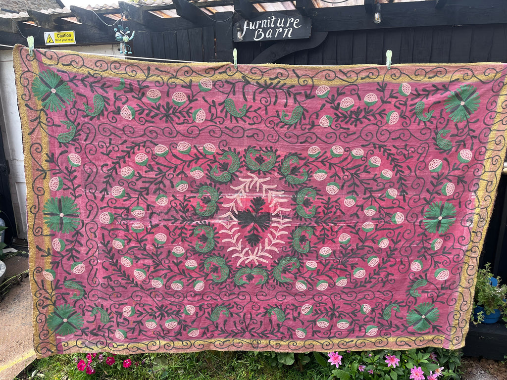 Vintage Suzani Embroidered Blanket