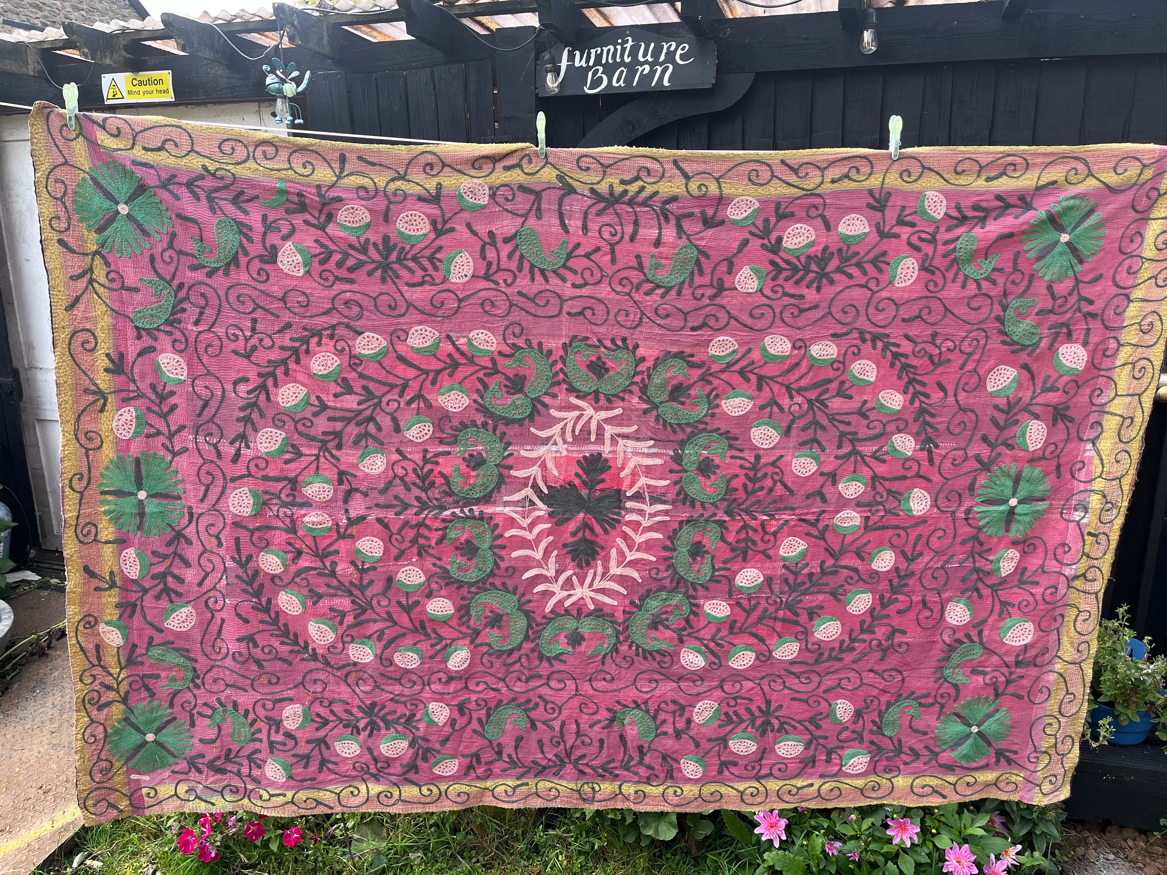 Vintage Suzani Embroidered Blanket