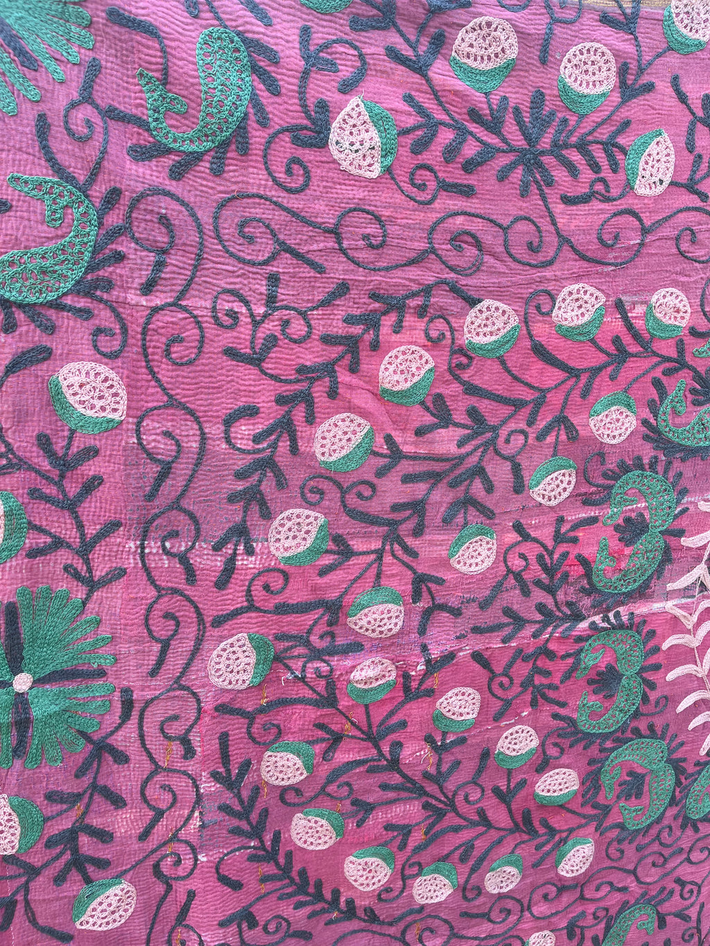 Vintage Suzani Embroidered Blanket