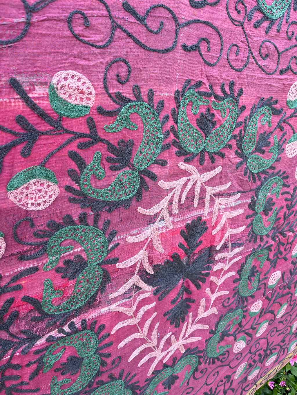 Vintage Suzani Embroidered Blanket