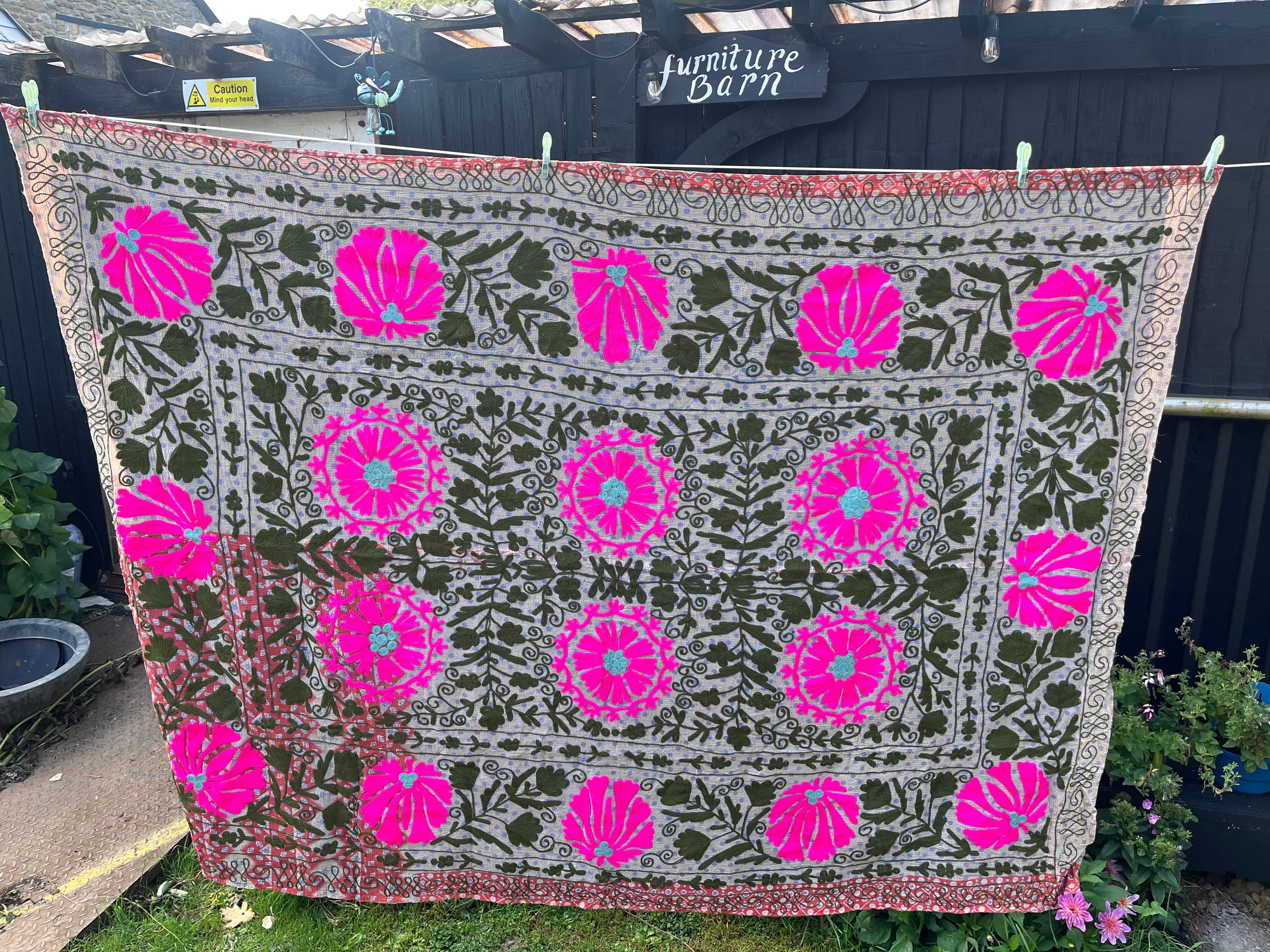 Vintage Suzani Embroidered Blanket