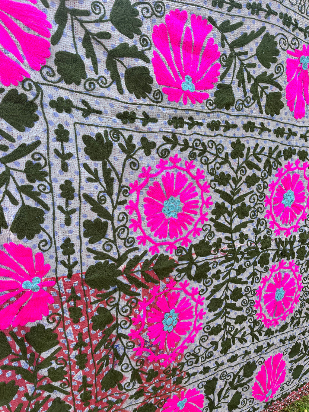 Vintage Suzani Embroidered Blanket