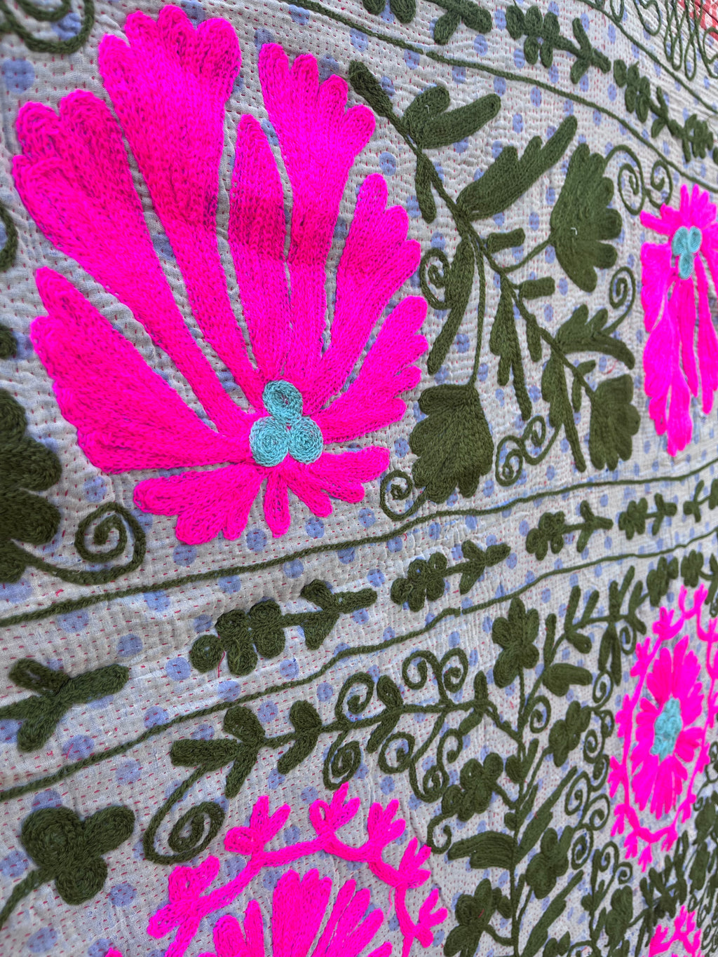 Vintage Suzani Embroidered Blanket