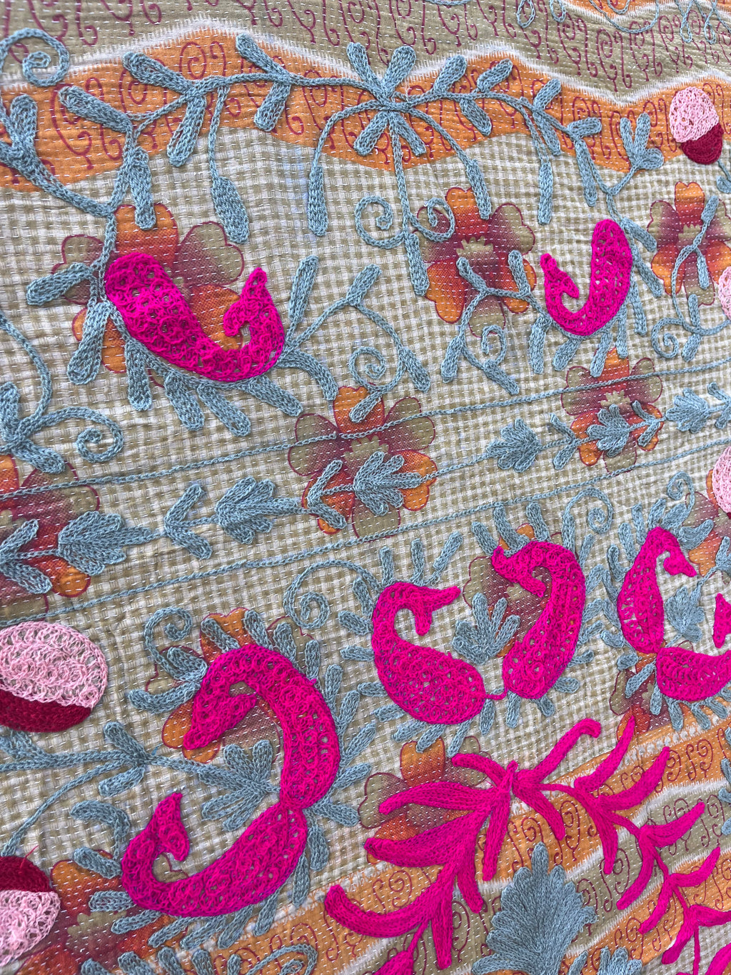 Vintage Suzani Embroidered Blanket