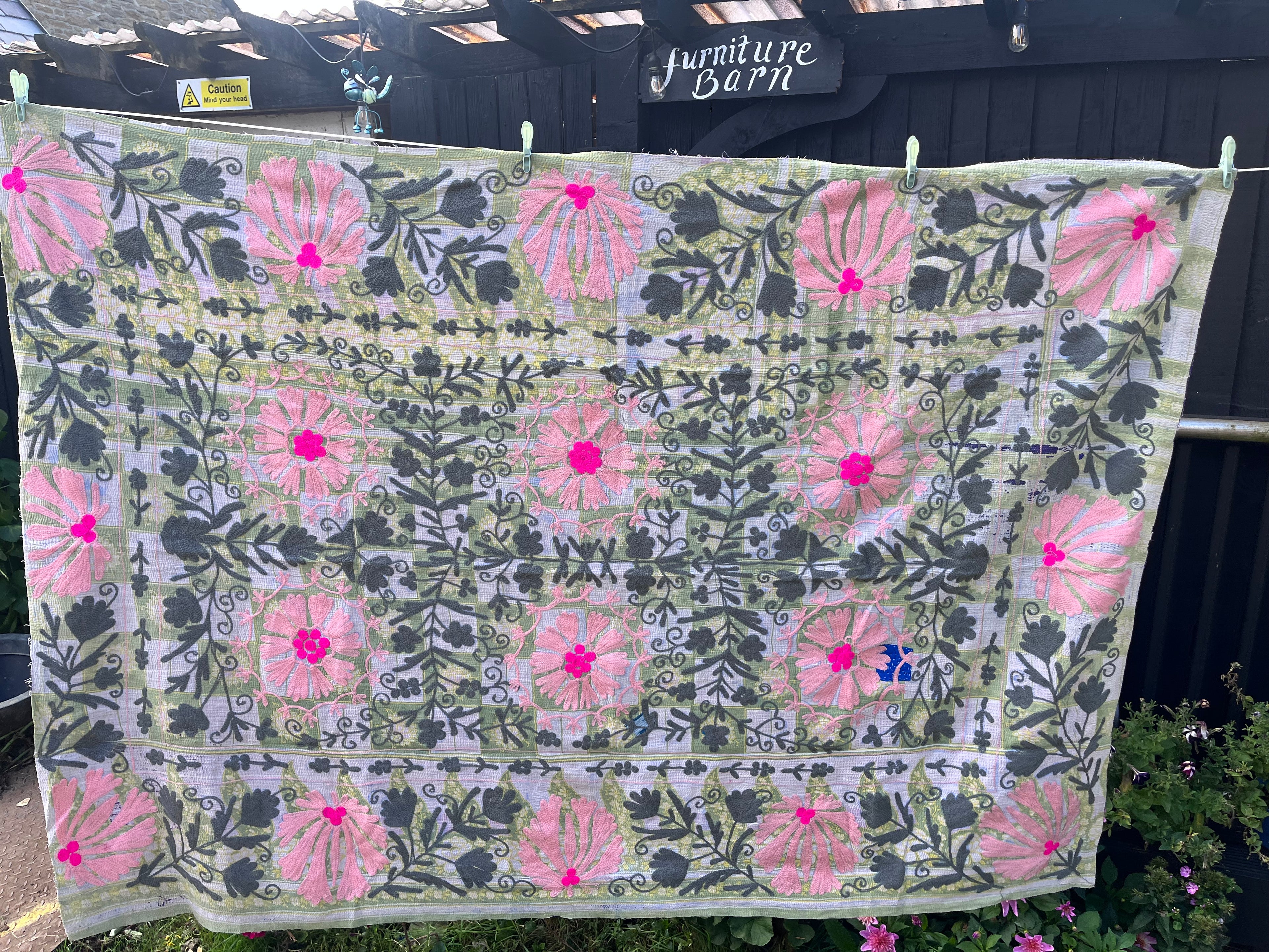 Vintage Suzani Embroidered Blanket