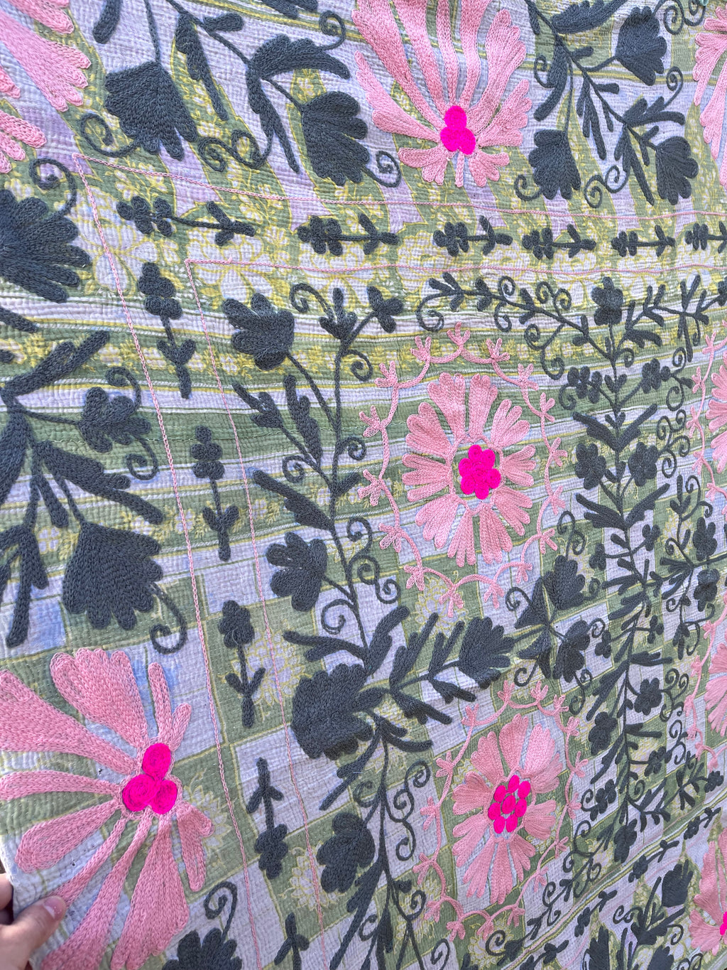 Vintage Suzani Embroidered Blanket