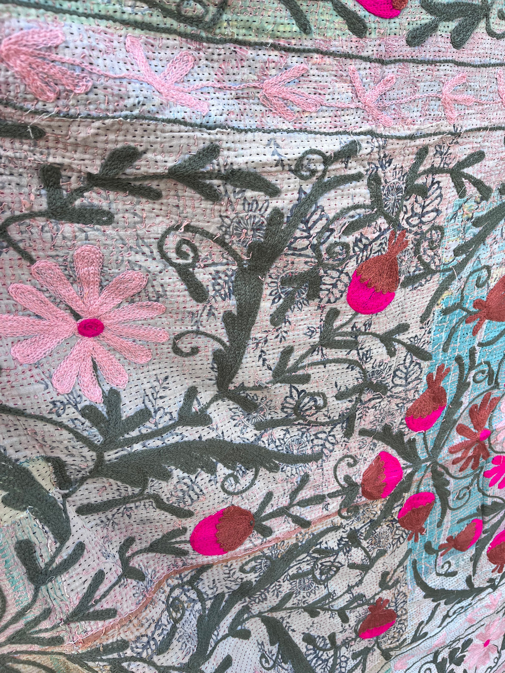 Vintage Suzani Embroidered Blanket