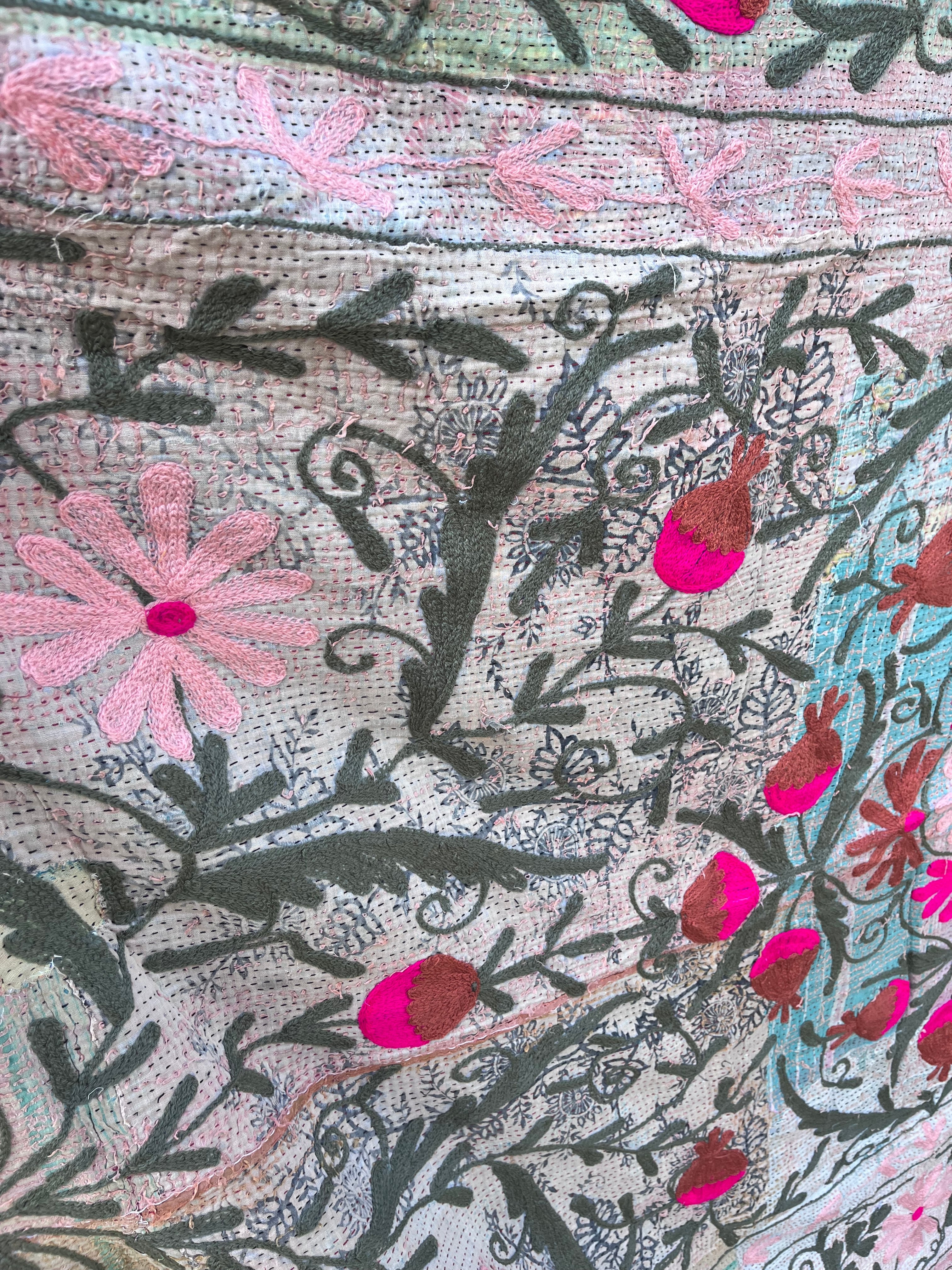 Vintage Suzani Embroidered Blanket