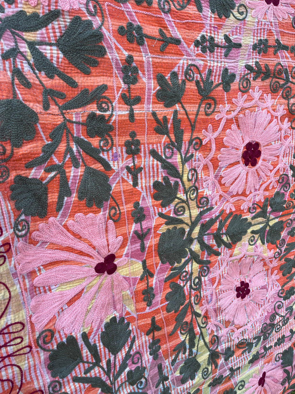 Vintage Suzani Embroidered Blanket