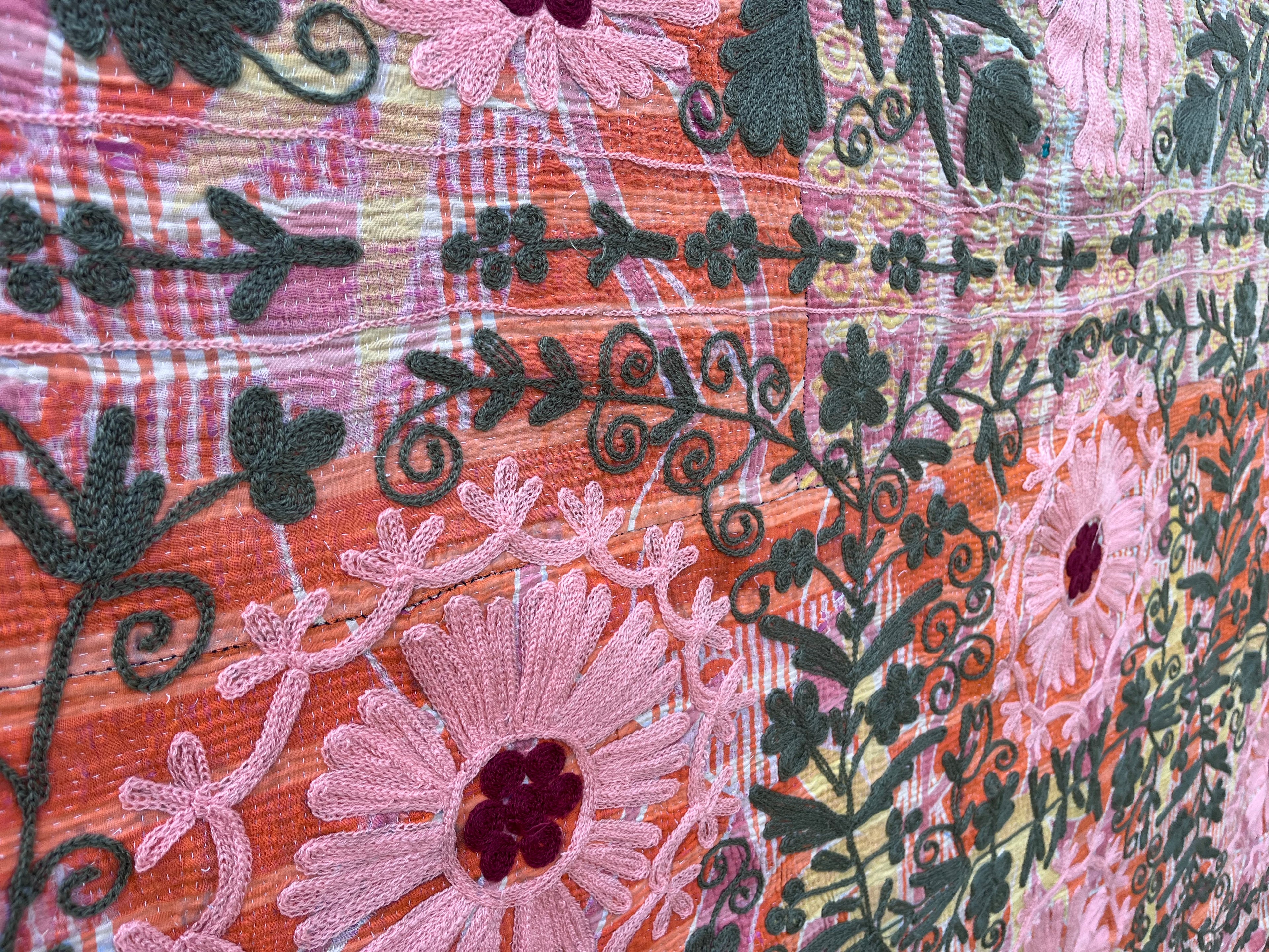 Vintage Suzani Embroidered Blanket