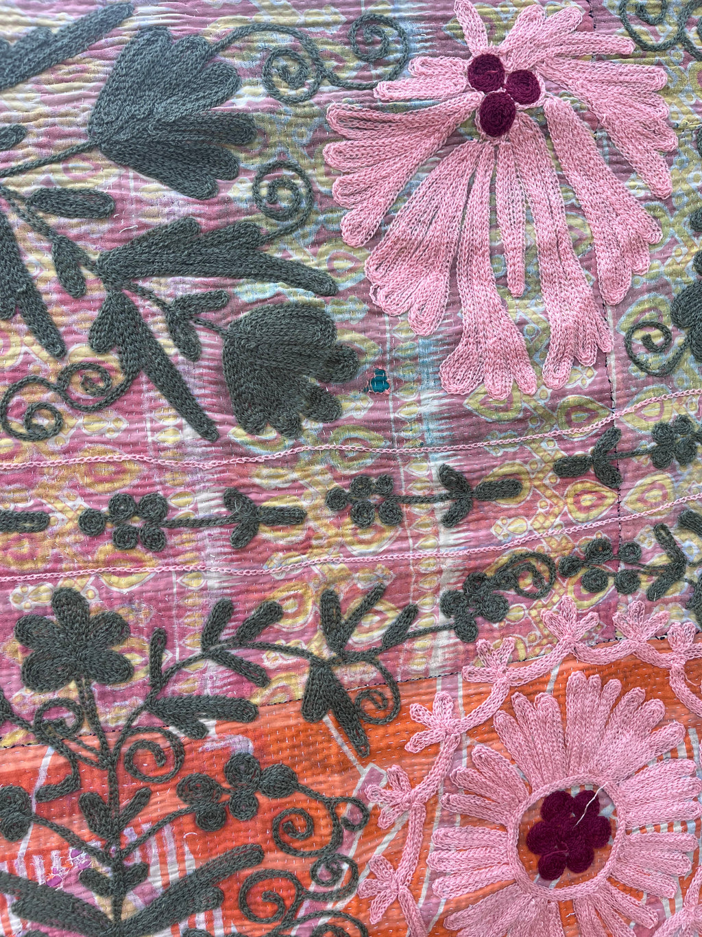 Vintage Suzani Embroidered Blanket