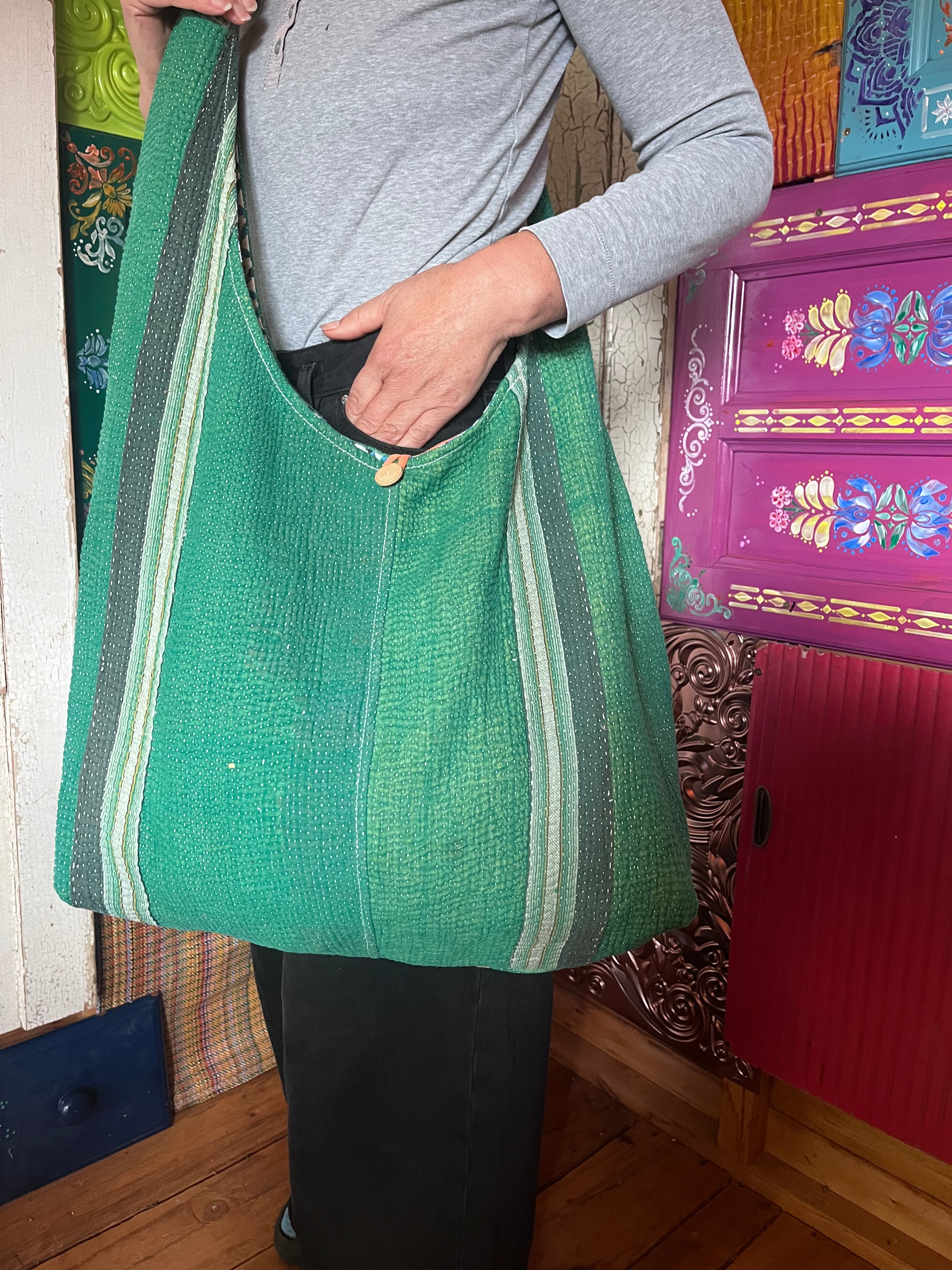 Kantha Crossbody Weekend Bag