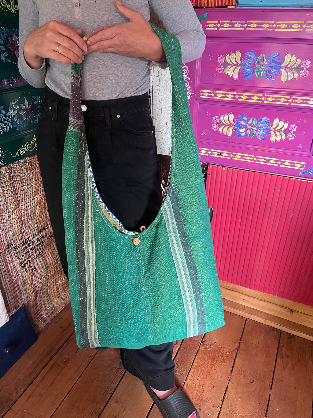 Kantha Crossbody Weekend Bag