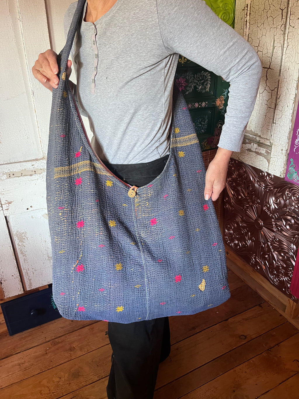 Kantha Crossbody Weekend Bag