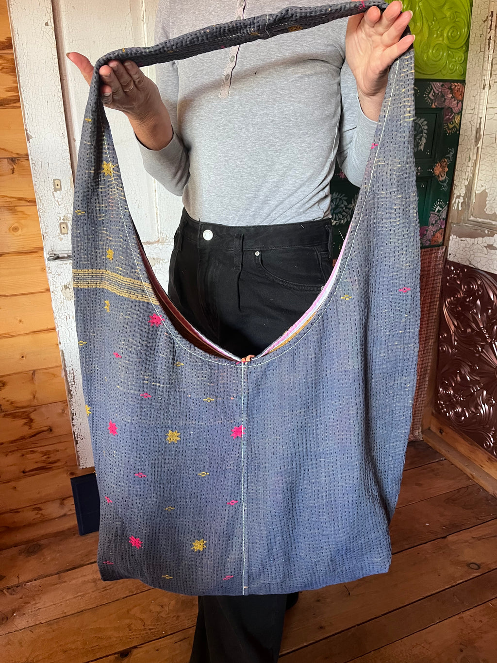 Kantha Crossbody Weekend Bag