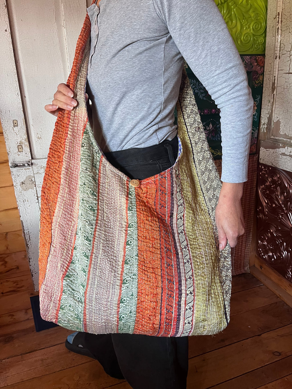 Kantha Crossbody Weekend Bag