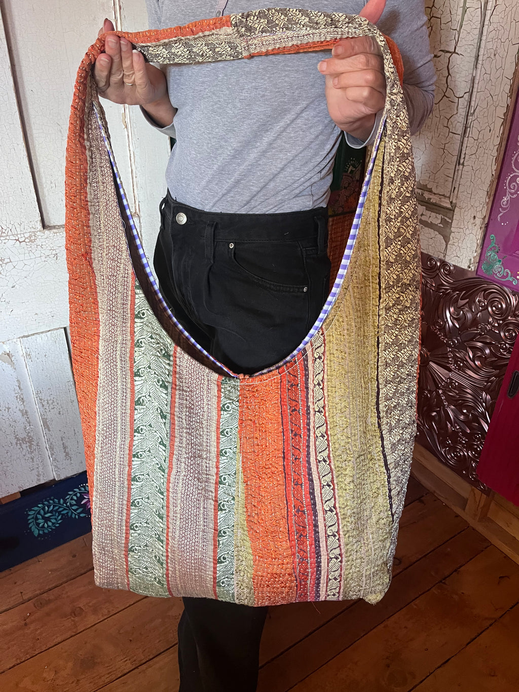 Kantha Crossbody Weekend Bag