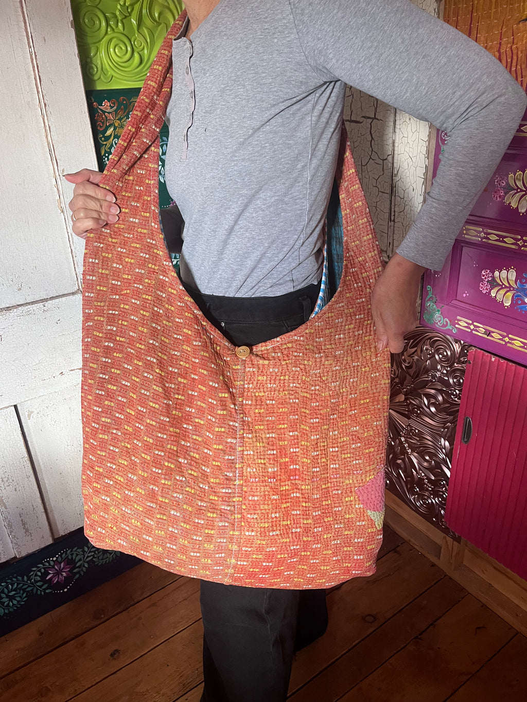 Kantha Crossbody Weekend Bag